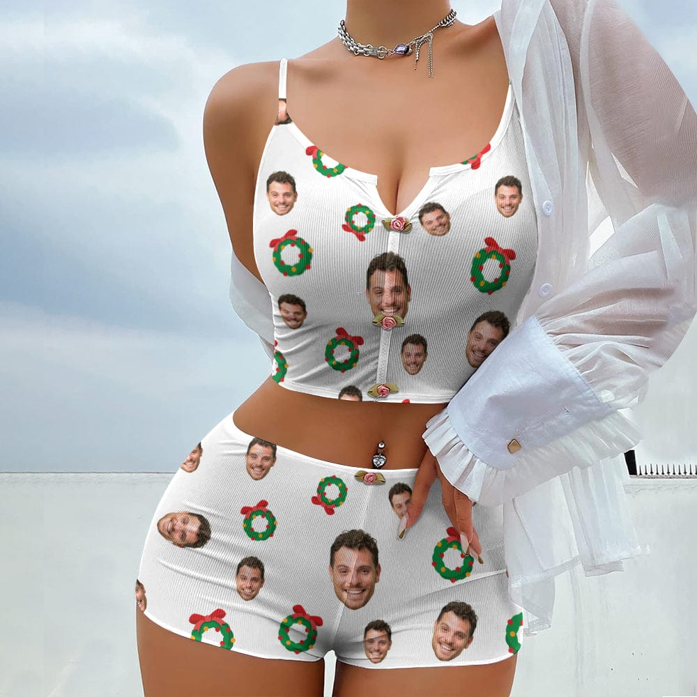 Custom Face Photo And Icon Appliques Notched Neckline Lingerie Set N304 890053 - Image 2