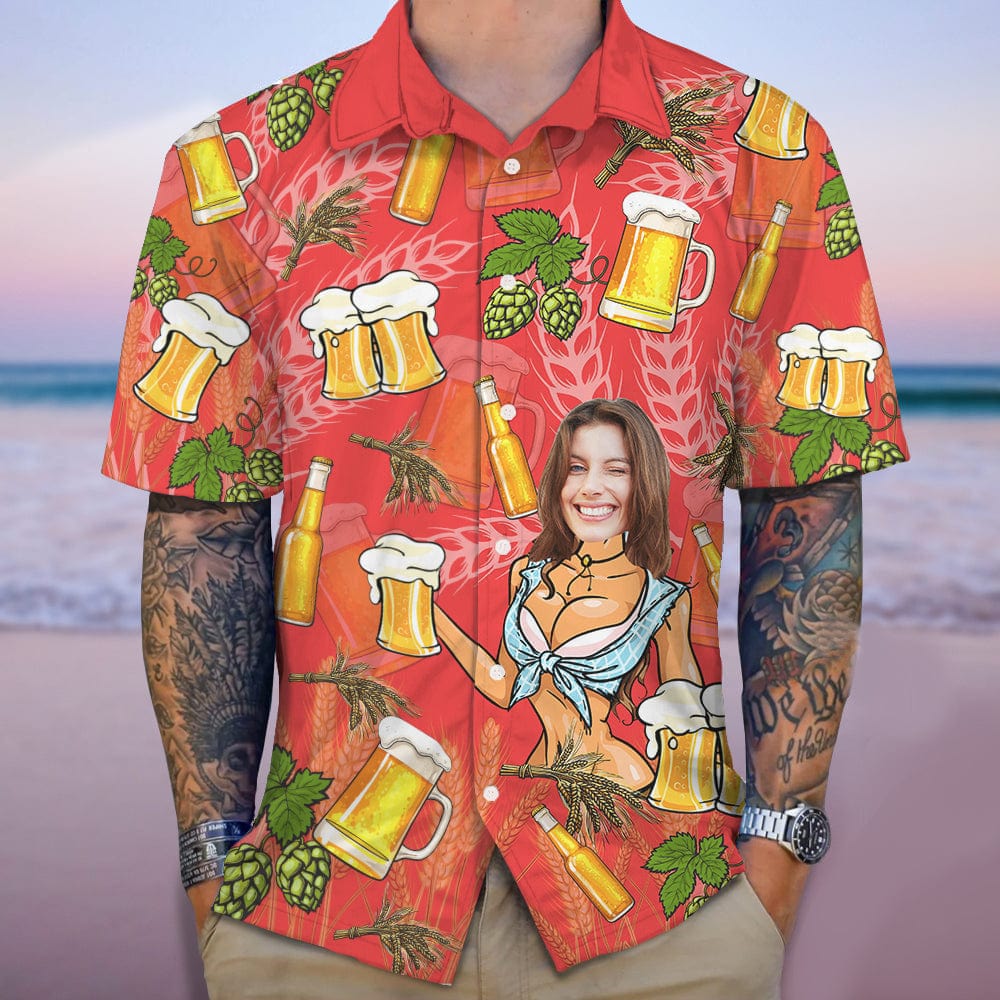 Custom Face Photo Gift For Husband And Boyfriend Hawaii Shirt N304 889319 - Image 2