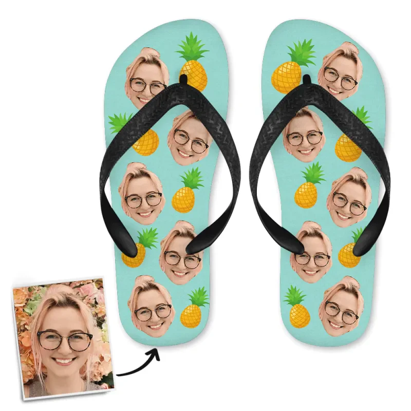 Custom Face Photo Pineapple Summer Flip Flop TH10 170023 - Image 3