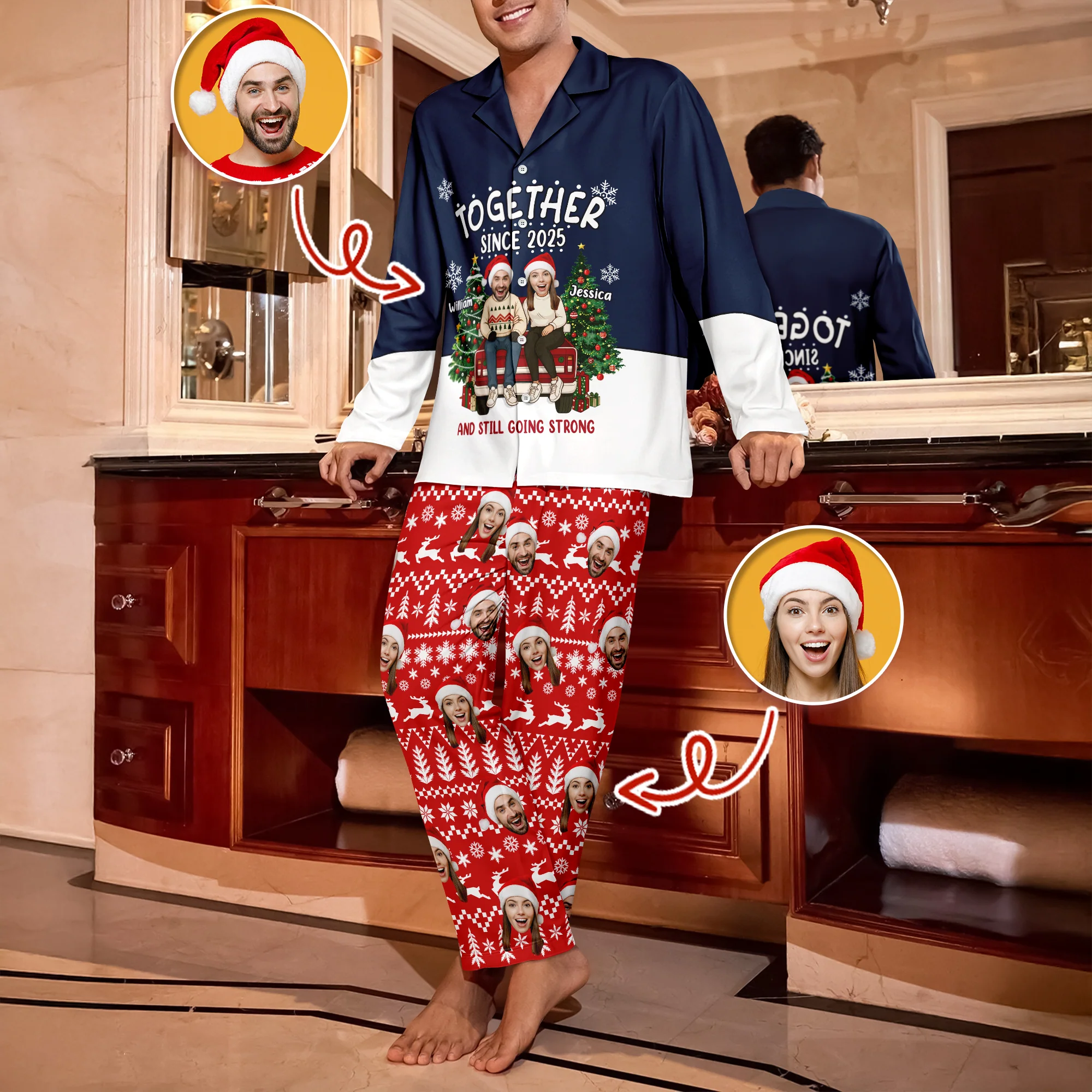 Custom Face Photo Together Since Pajamas For Couple TH10 896045 - Image 5