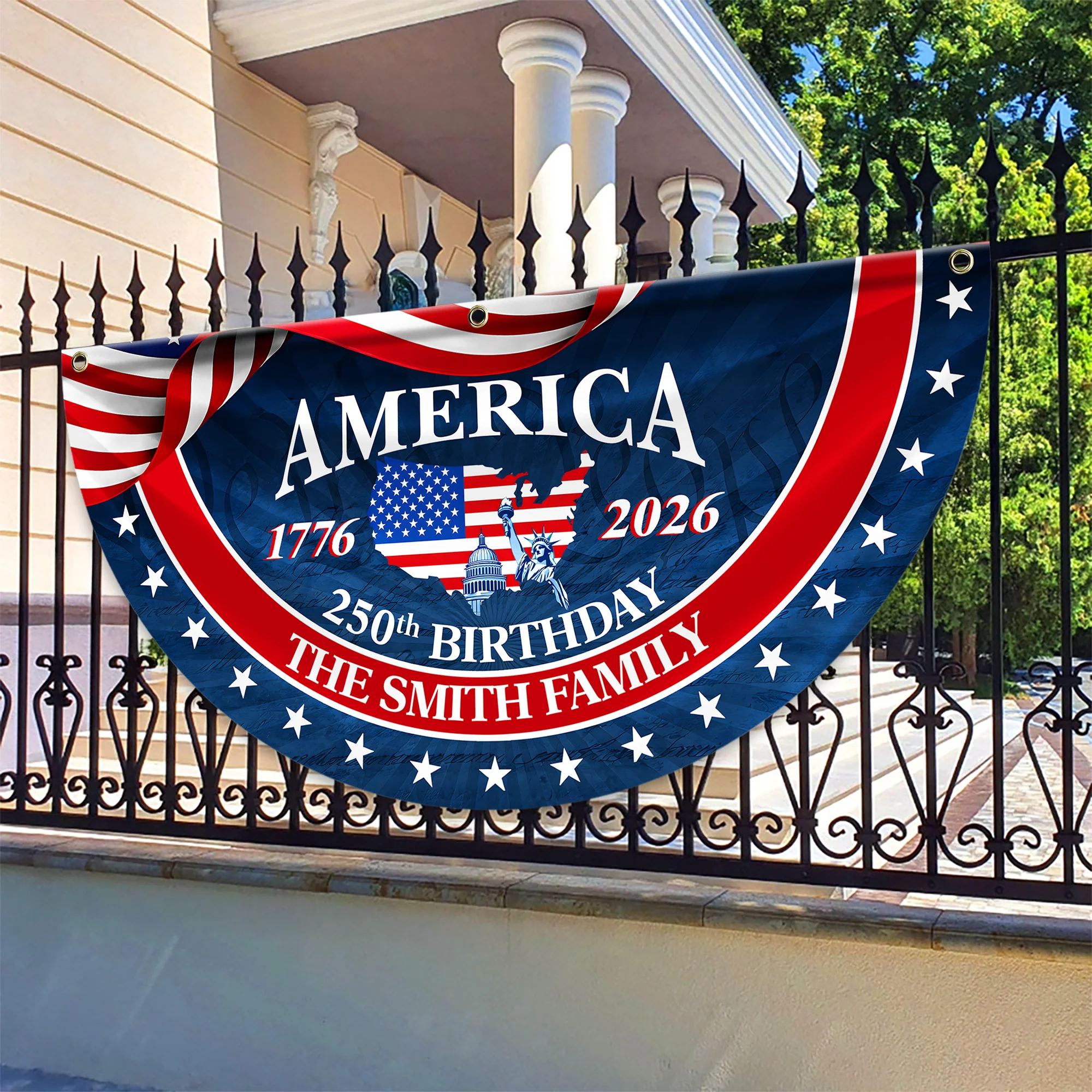 Custom Family Name America Birthday 1776-2026 Non-Pleated Fan Flag TH10 898745 - Image 4