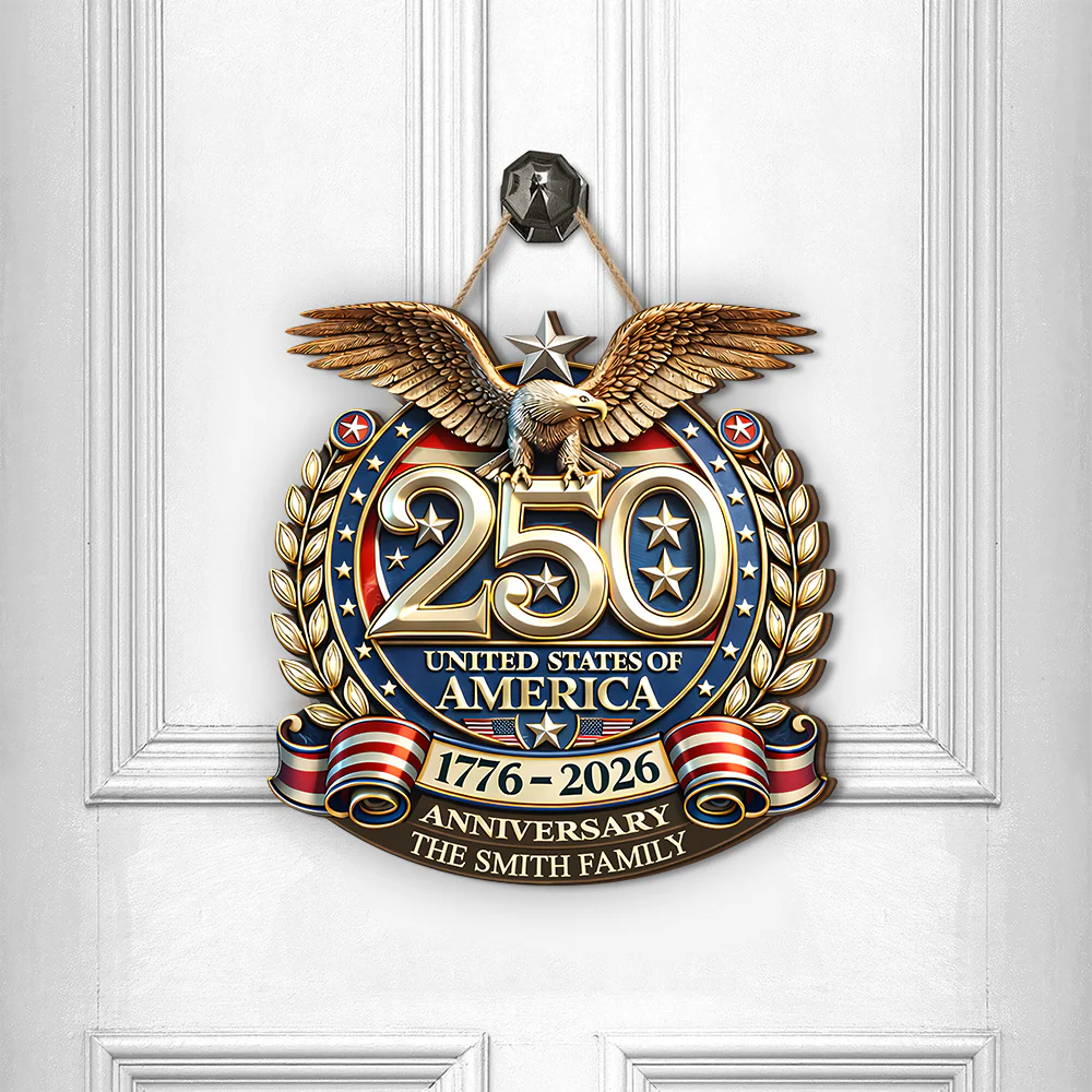 Custom Family Name USA Eagles 250th Anniversary Semiquincentennial 1776-2026 Doorsign Sign TH10 169569 - Image 2