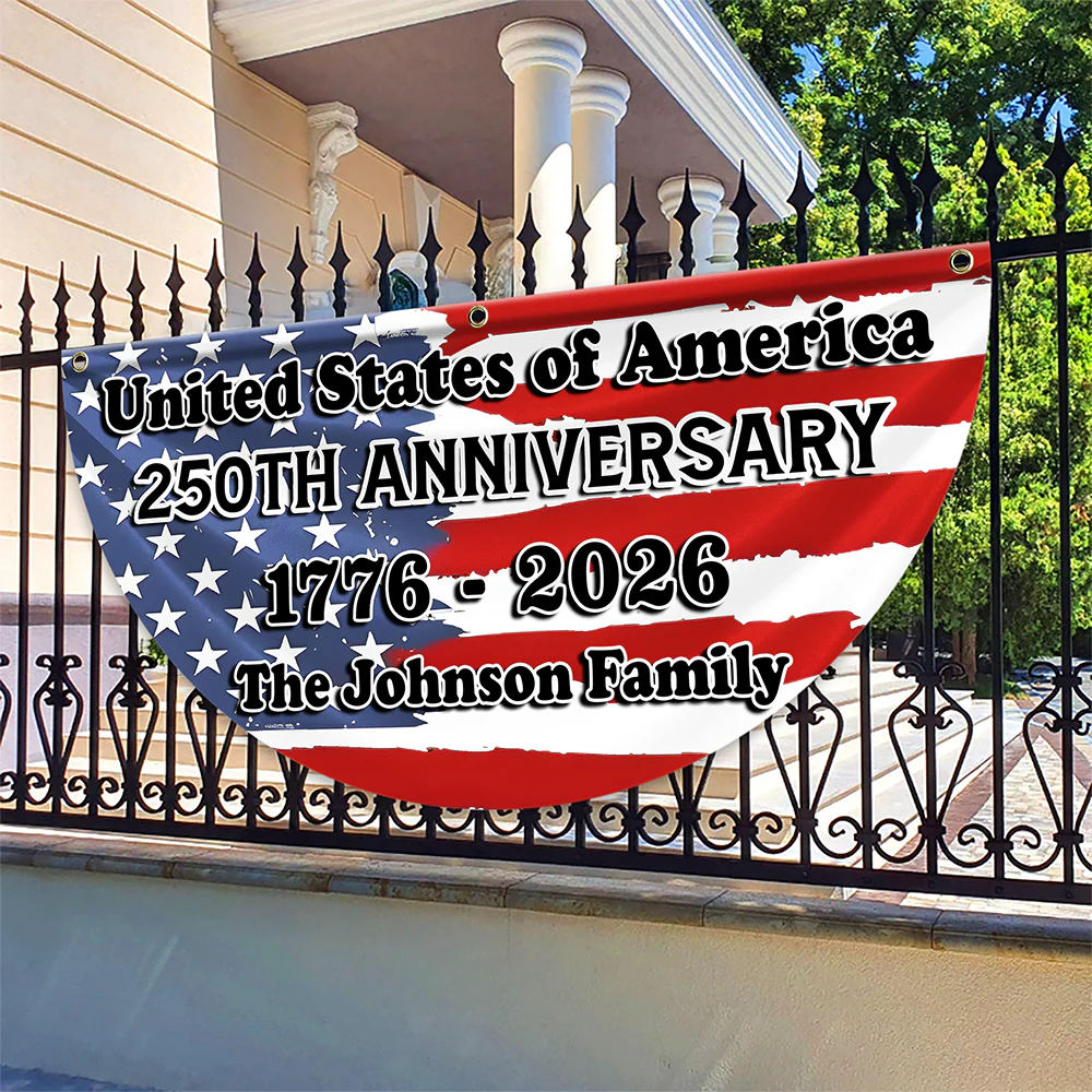 Custom Family Name USA 250th Anniversary Non-Pleated Fan Flag TH10 898295 - Image 4