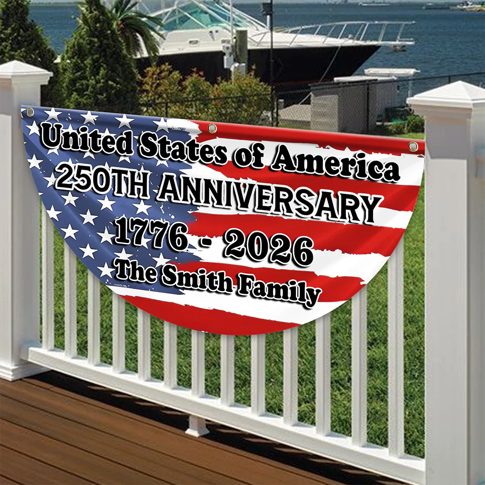 Custom Family Name USA 250th Anniversary Non-Pleated Fan Flag TH10 898295 - Image 6