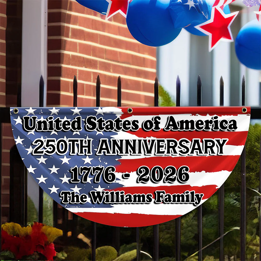 Custom Family Name USA 250th Anniversary Non-Pleated Fan Flag TH10 898295 - Image 7