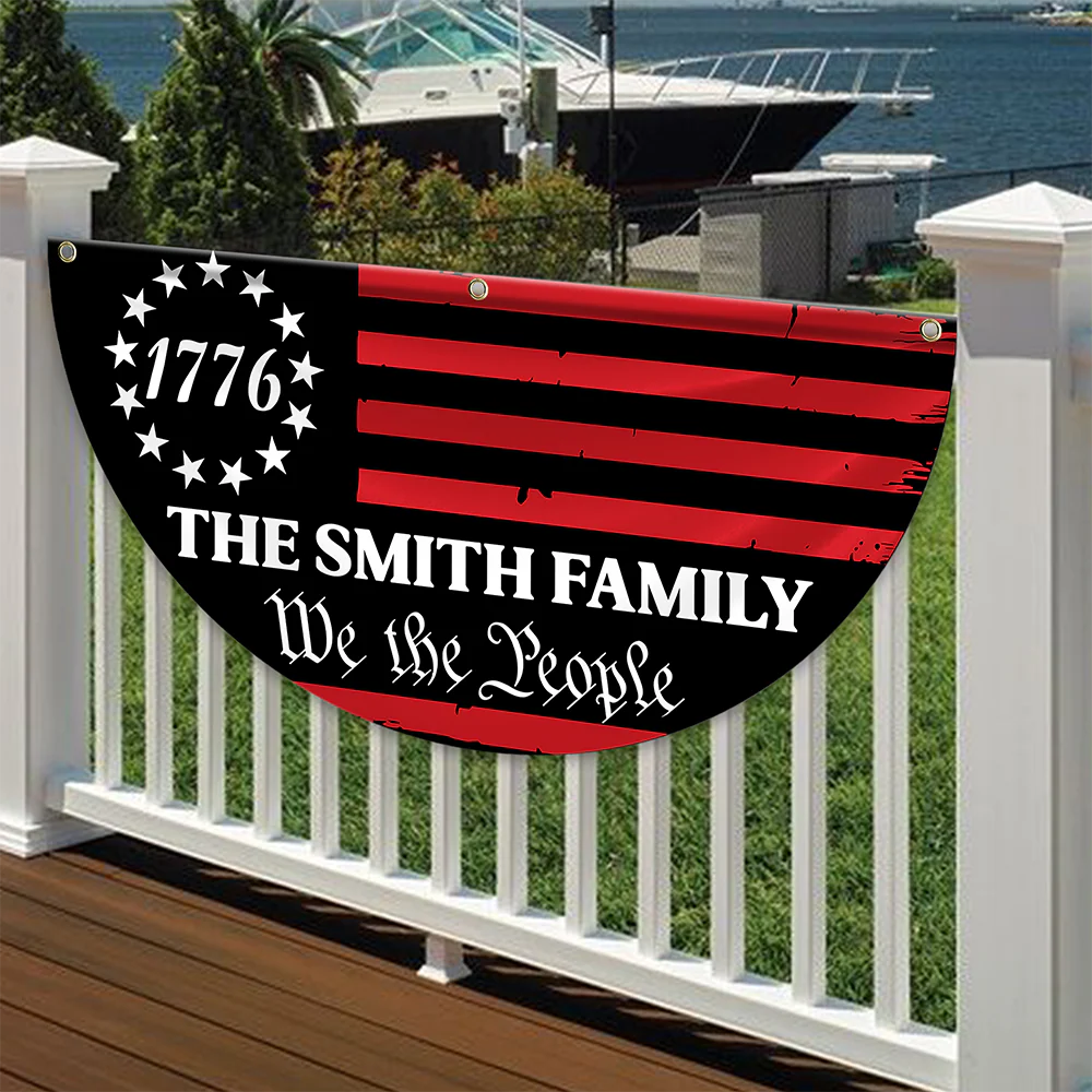 Custom Family Name We The People America Non-Pleated Fan Flag TH10 898537 - Image 3