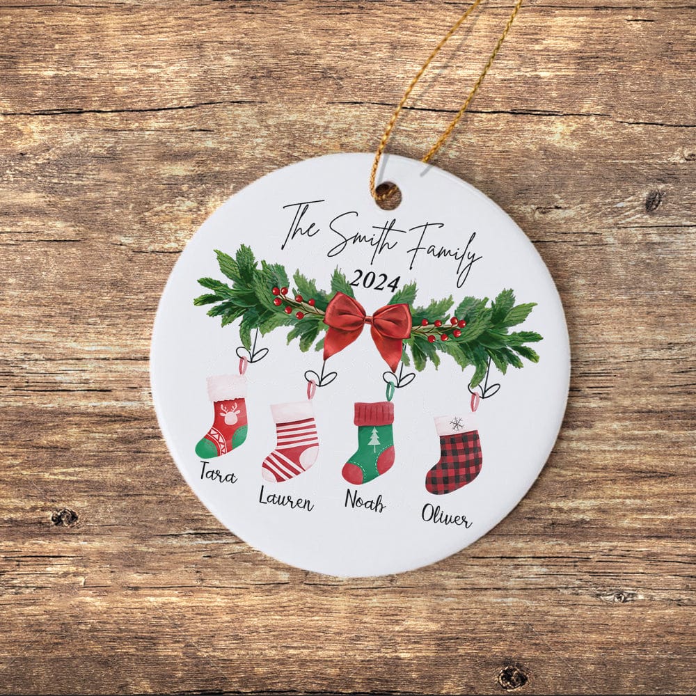 Custom Family Stocking With Names and Year Ceramic Ornament Personalized Gift TH10 891677 - Image 2