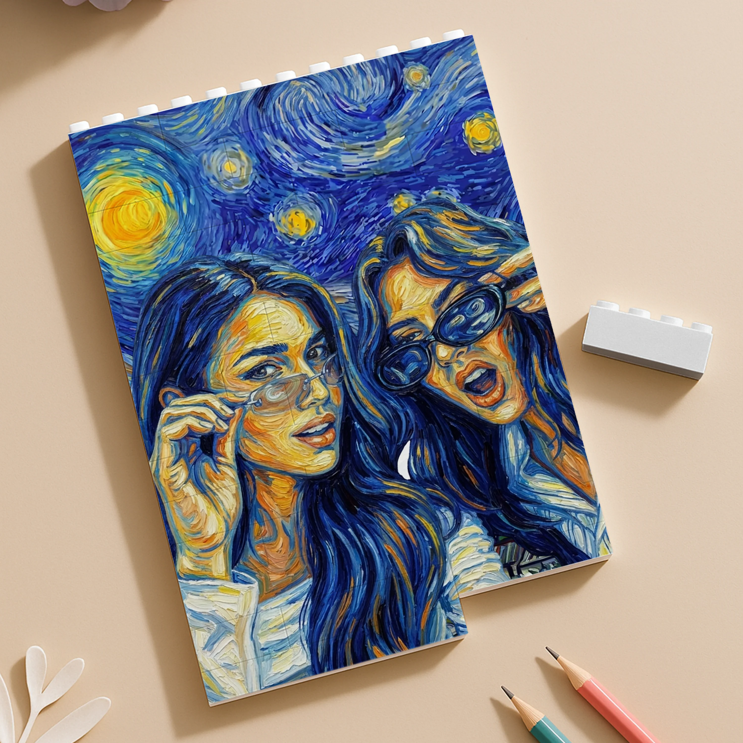 Custom Friend Portrait Van Gogh Art Style Building Brick Block For Bestie TH10 170403 - Image 2