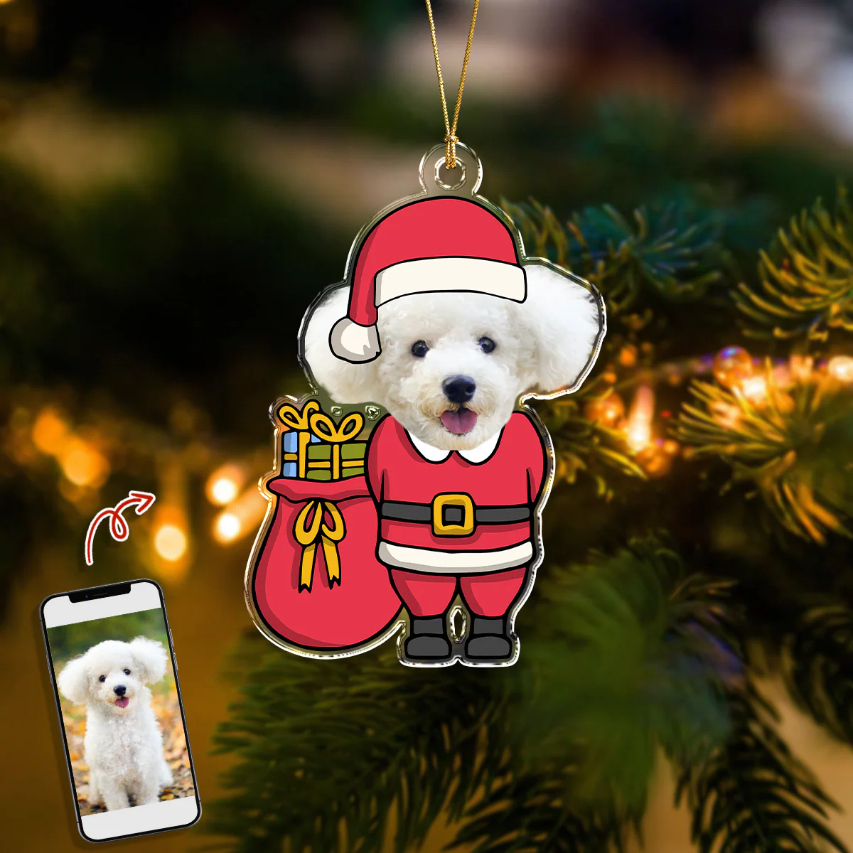 Custom Funny Photo Christmas Acrylic Ornament For Pet Lover TH10 894325 - Image 2