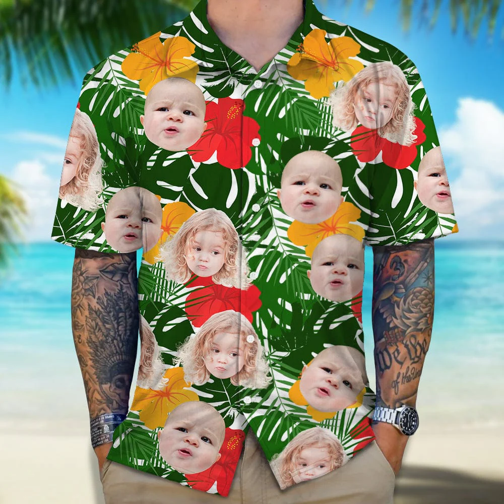 Custom Human Face Photo Tropical Floral Hawaii Shirt TH10 891455 - Image 3