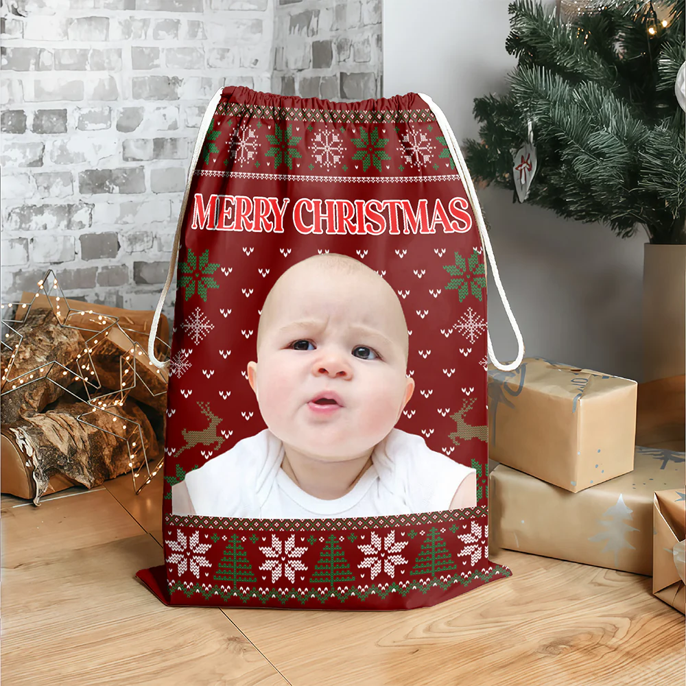 Custom Kid Photo Merry Christmas Gift Bag TH10 896941 - Image 2