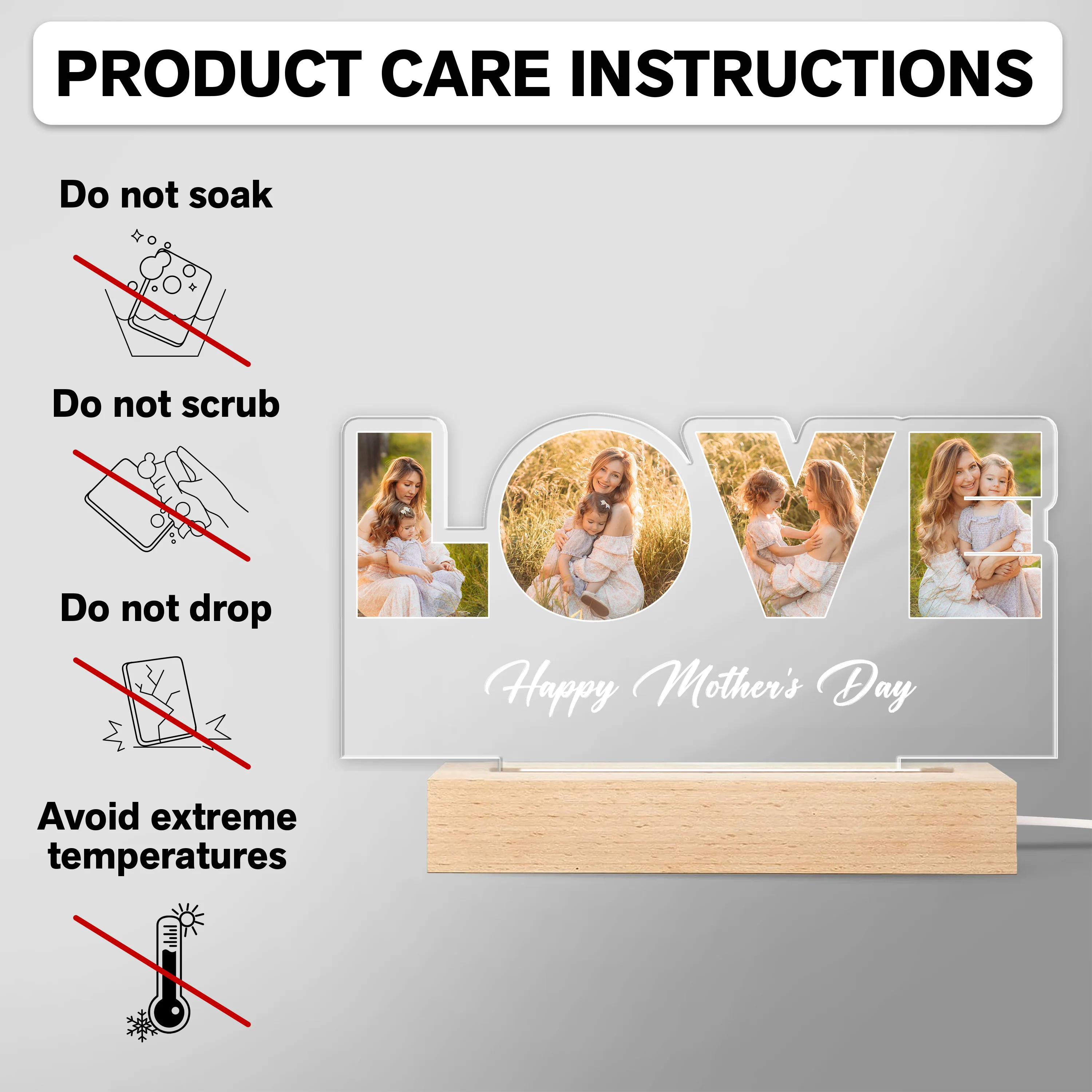 Custom Love Photo Happy Mother's Day Acrylic LED Night Light TH10 892601 - Image 7