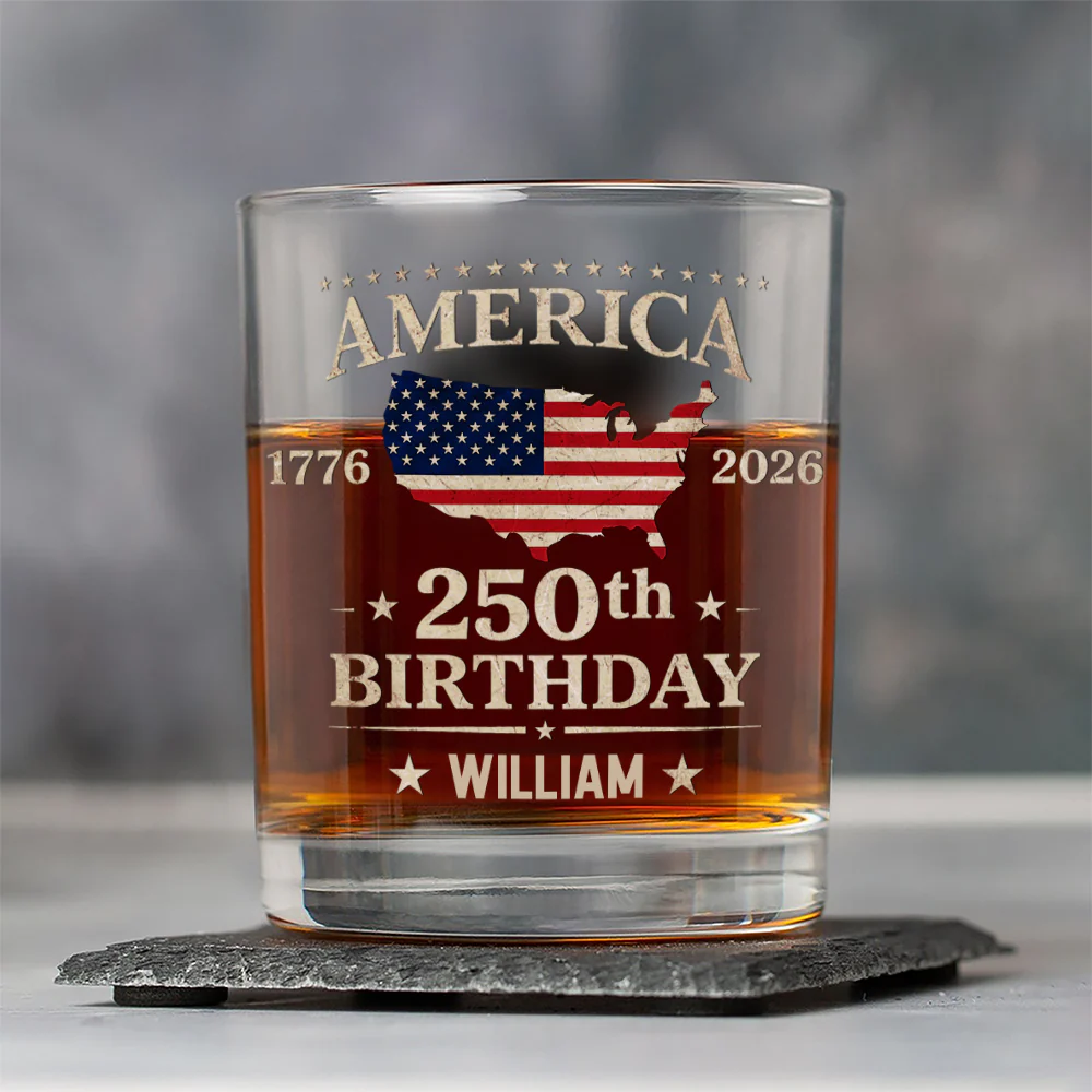 Custom Name America 250th Birthday Whiskey Glass TH10 898687 - Image 4