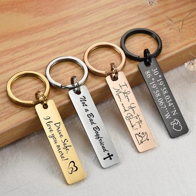 Custom Name/Date, Drive Safe Engraved Metal Keychain Valentine's Gift For Couple TH10 898583 - Image 4