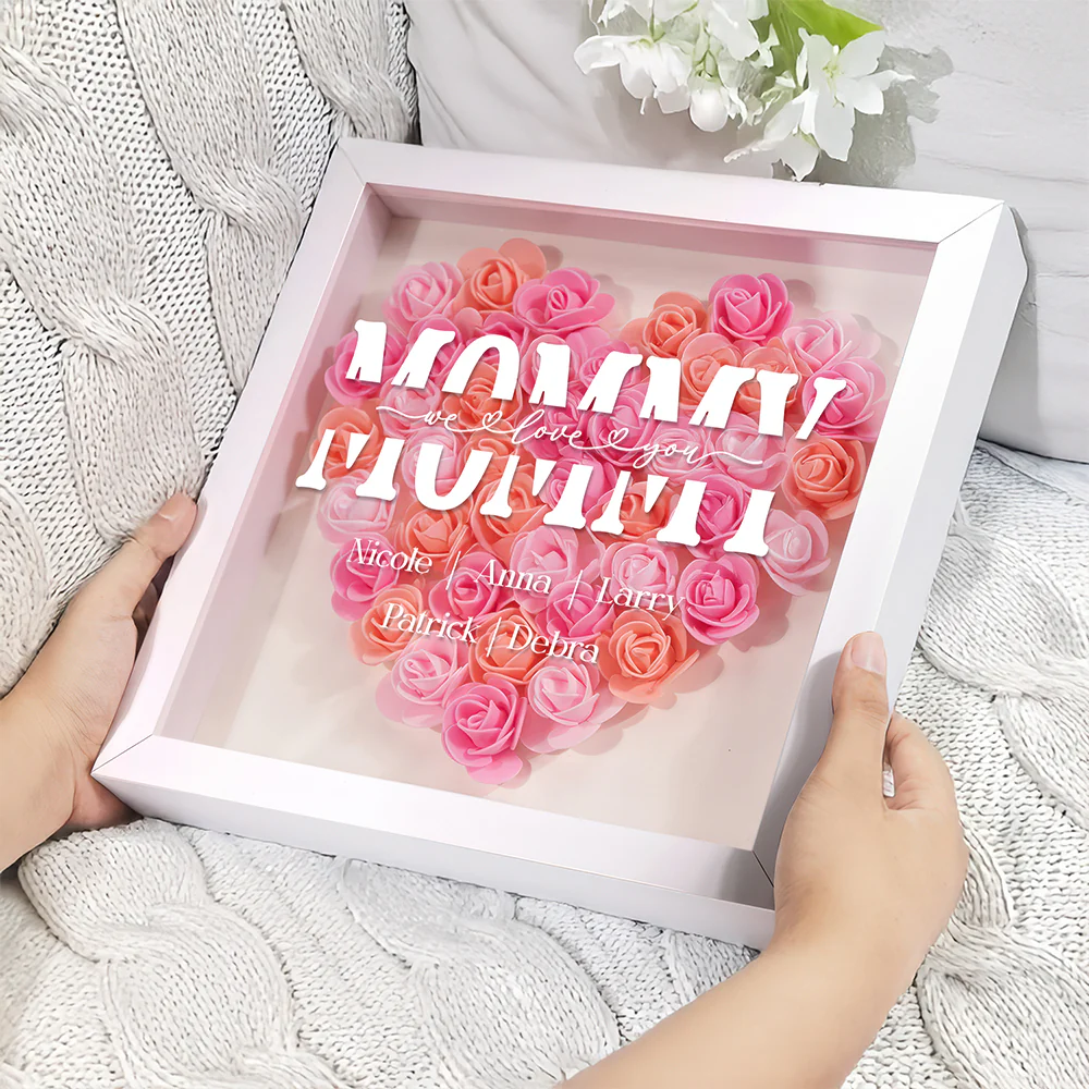 Custom Name I Love You Mom Mother's Day Flower Shadow Box TH10 892561 - Image 4