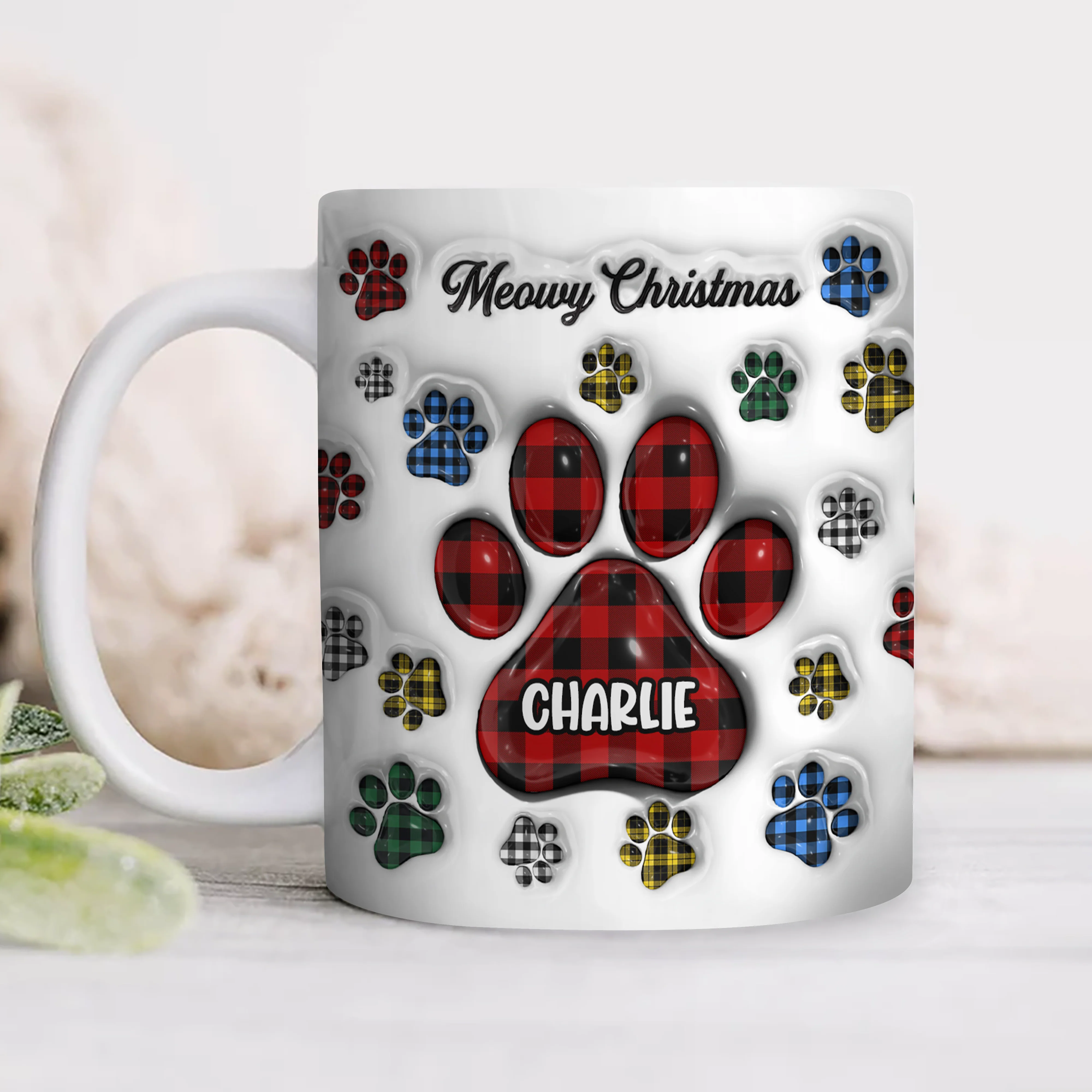 Custom Name Pawy Christmas 3D Inflated Effect Mug For Dog Lover TH10 894369 - Image 6