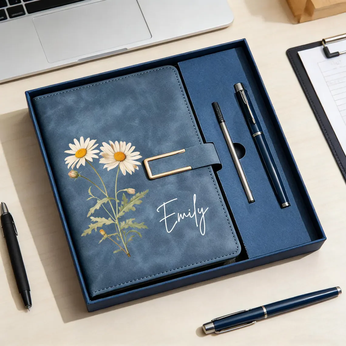 Custom Name Personalized Birth Flower Notebook & Pen Set, Birth Month Flower Journal TH10 170209 - Image 7