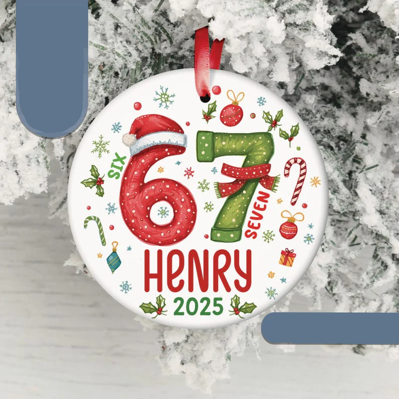 Custom Name Six Seven 67 Ceramic Ornament For Christmas TH10 896817 - Image 3