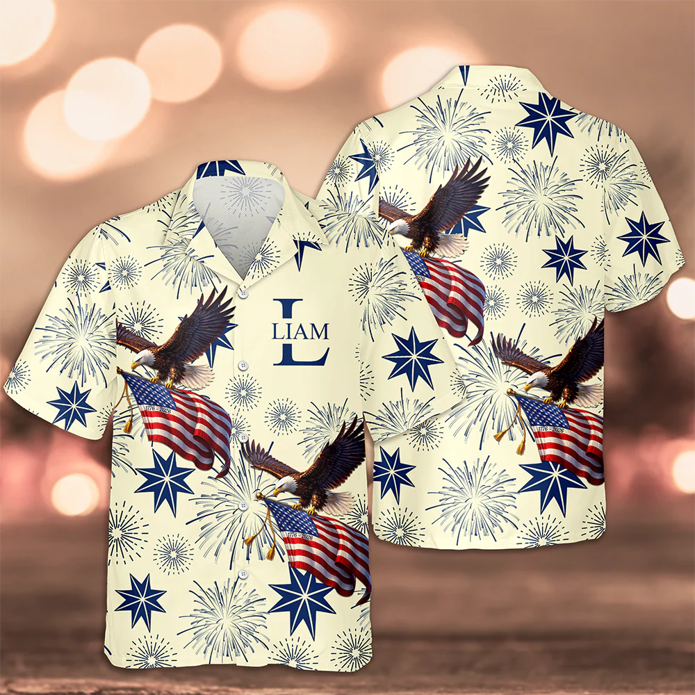 Custom Name USA 250 Anniversary With Eagle Hawaii Shirt TH10 169529 - Image 7