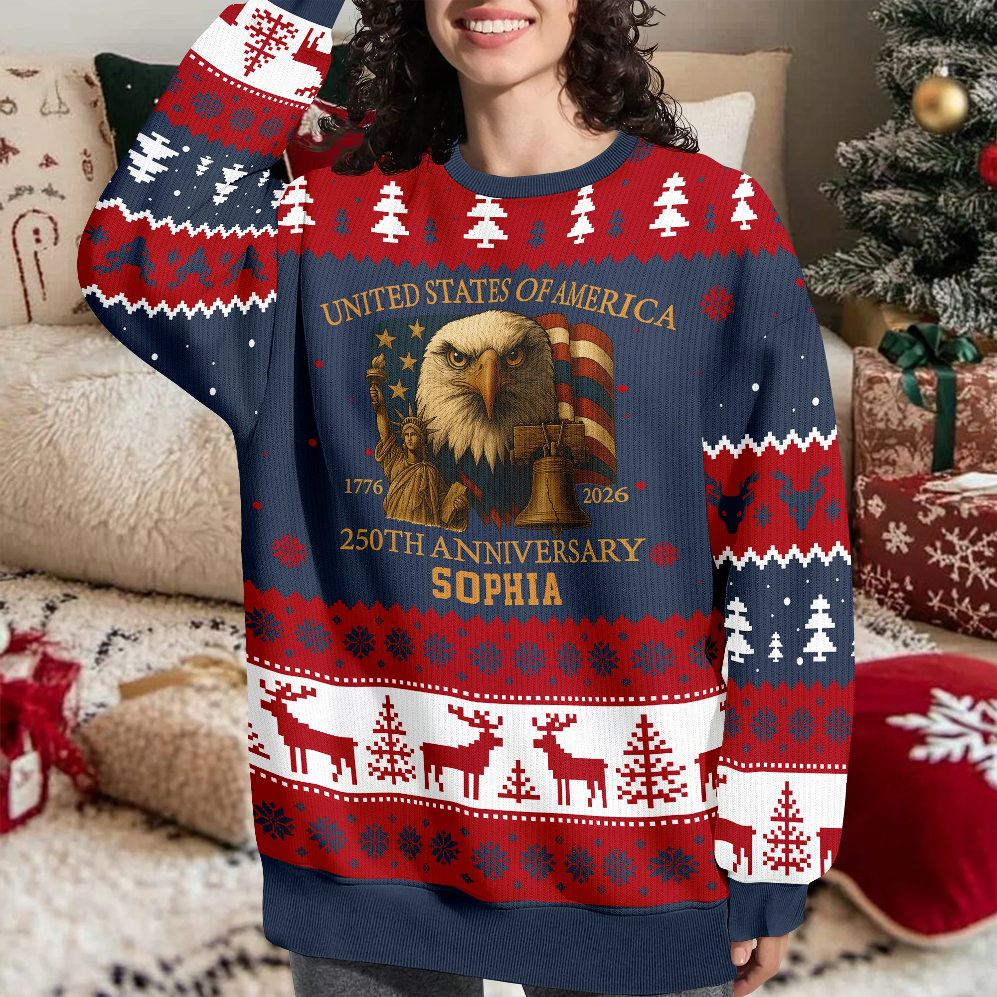 Custom Name USA 250th Anniversary Ugly Sweater TH10 896337 - Image 6