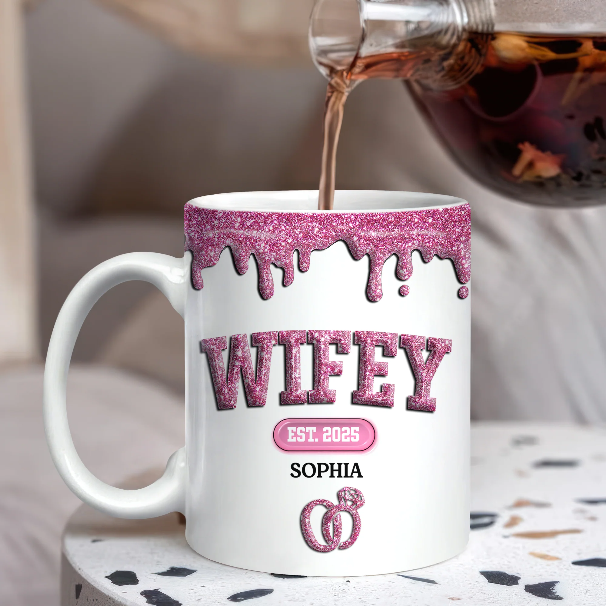 Custom Name Wifey And Hubby 3D Inflated Effect Mug Valentine's Gift TH10 896971 - Image 7