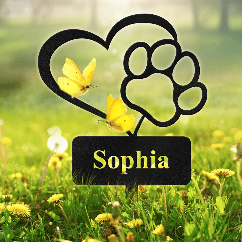 Custom Name With Heart And Paw Dog Memorial Garden Stake Personalized Gift TH10 891545 - Image 2