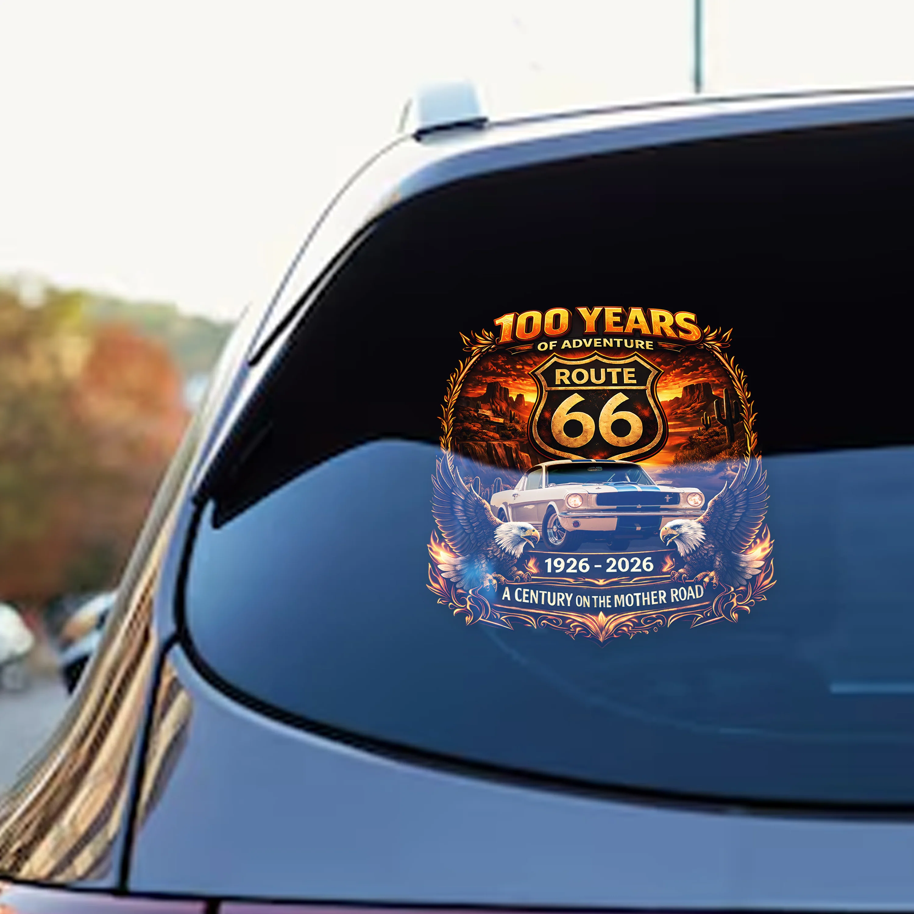 Custom Photo 100 Years Of Adventure Route 66 Car Window Decal Sticker For Car Lover TH10 898653 - Image 6