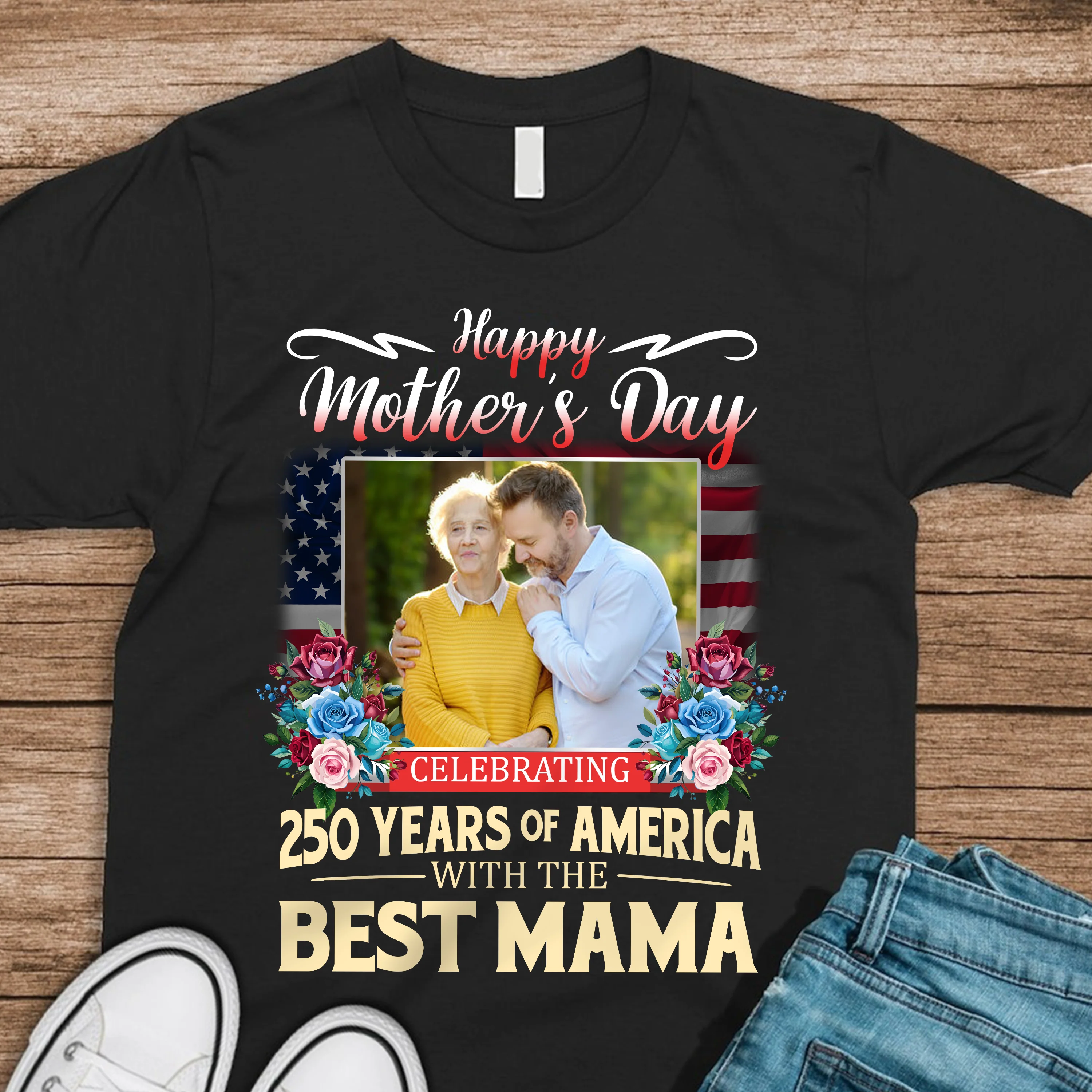 Custom Photo 250 Years Of America With The Best Mama Dark Shirt TH10 898727 - Image 5