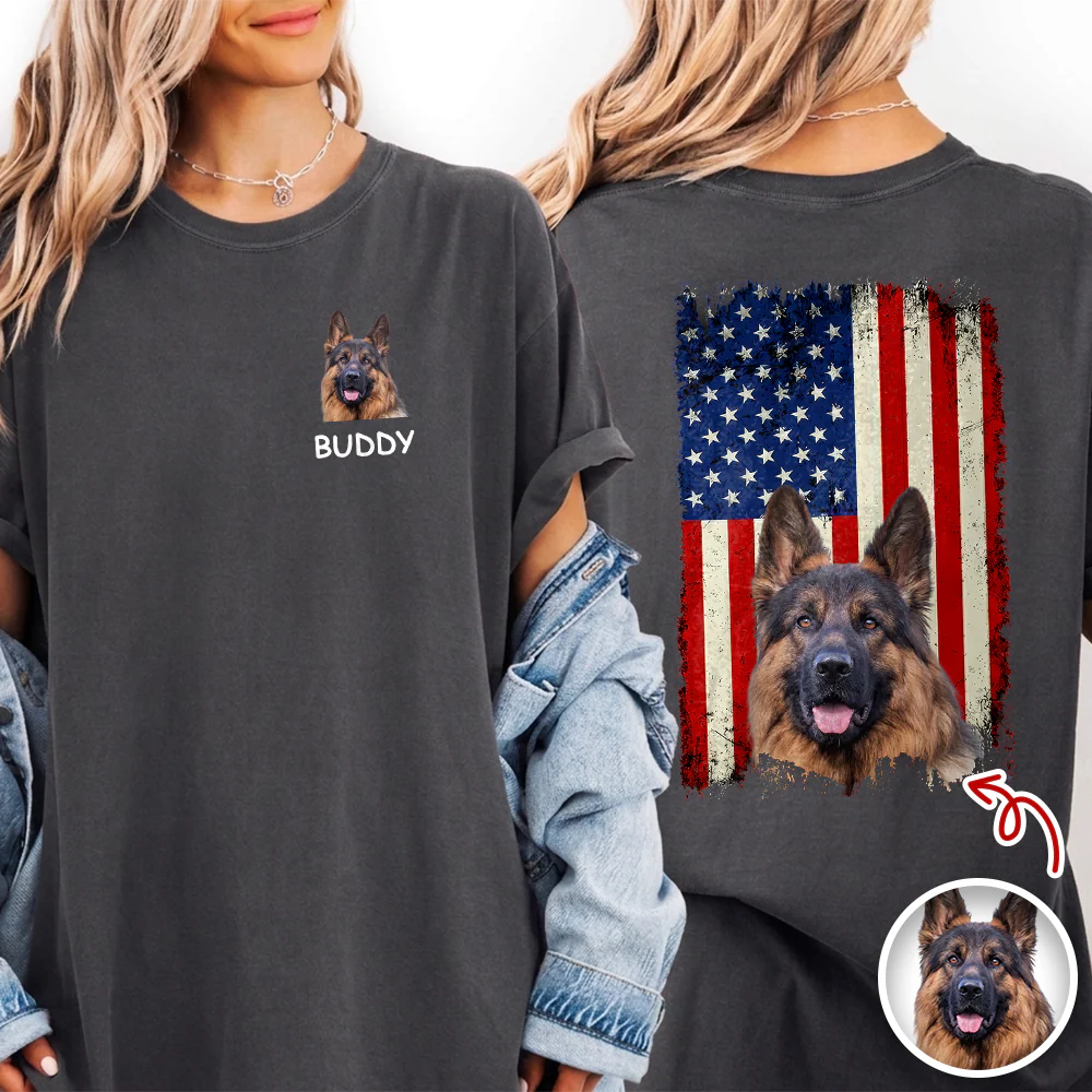 Custom Photo America Flag Dog Back & Front Comfort Shirt Gift For Dog Lover TH10 169367 - Image 4