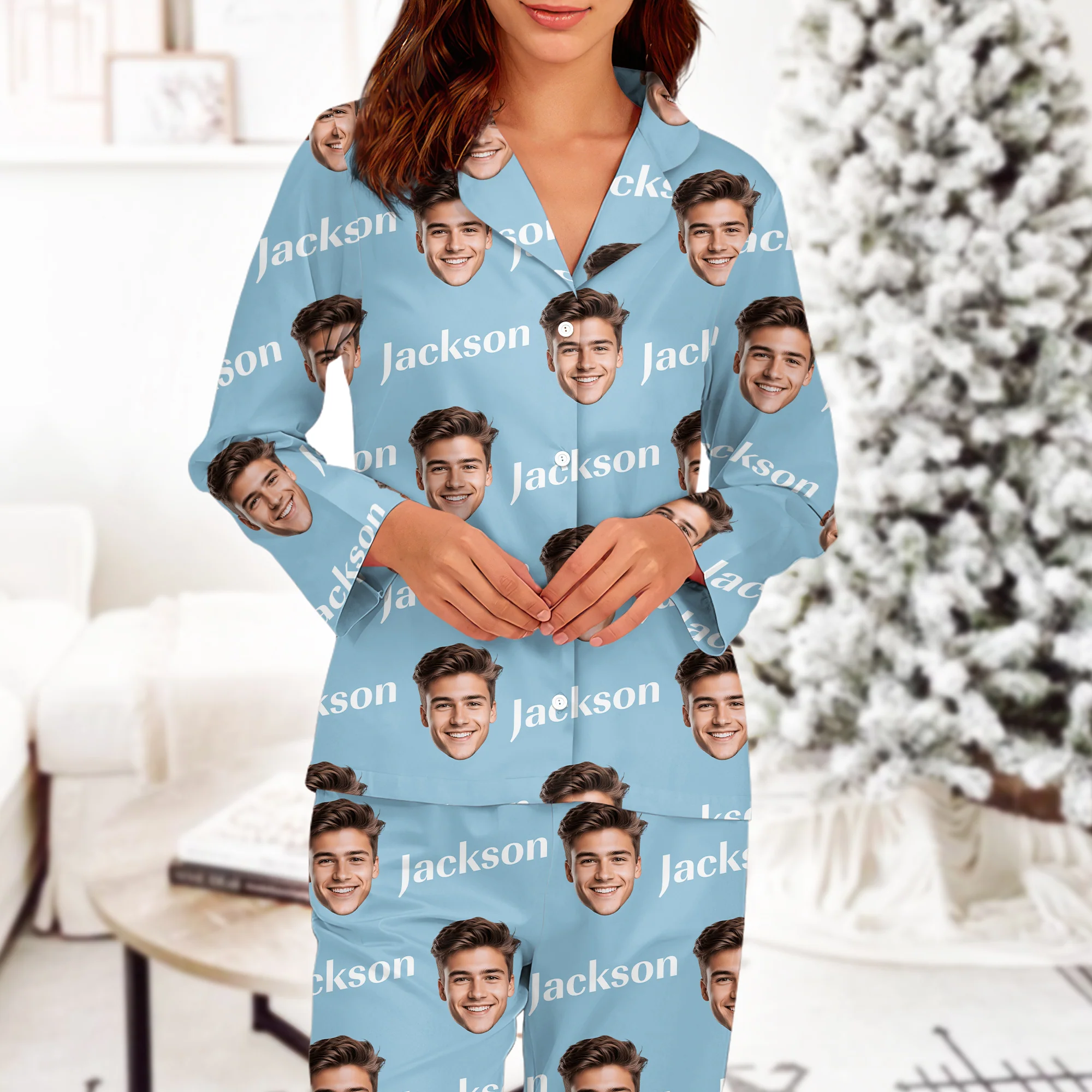 Custom Photo And Name For Couple Pajamas TH10 894191 - Image 2