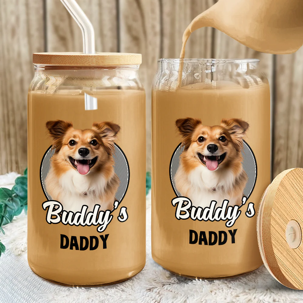 Custom Photo And Name Glass Can With Lid Christmas Gift For Dog Lover TH10 896875 - Image 2