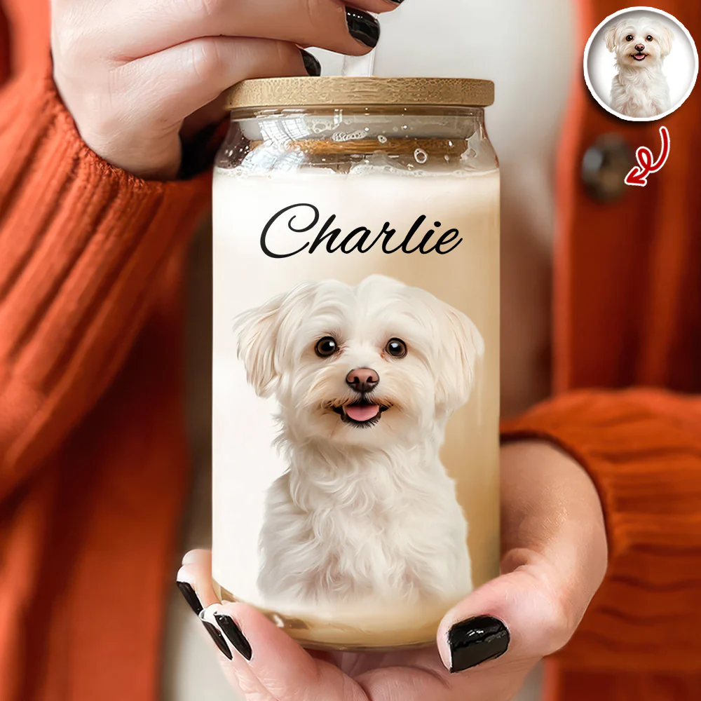Custom Photo And Name Glass Can With Lid Gift TH10 896781 - Image 2