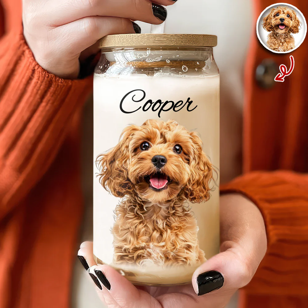 Custom Photo And Name Glass Can With Lid Gift TH10 896781 - Image 5