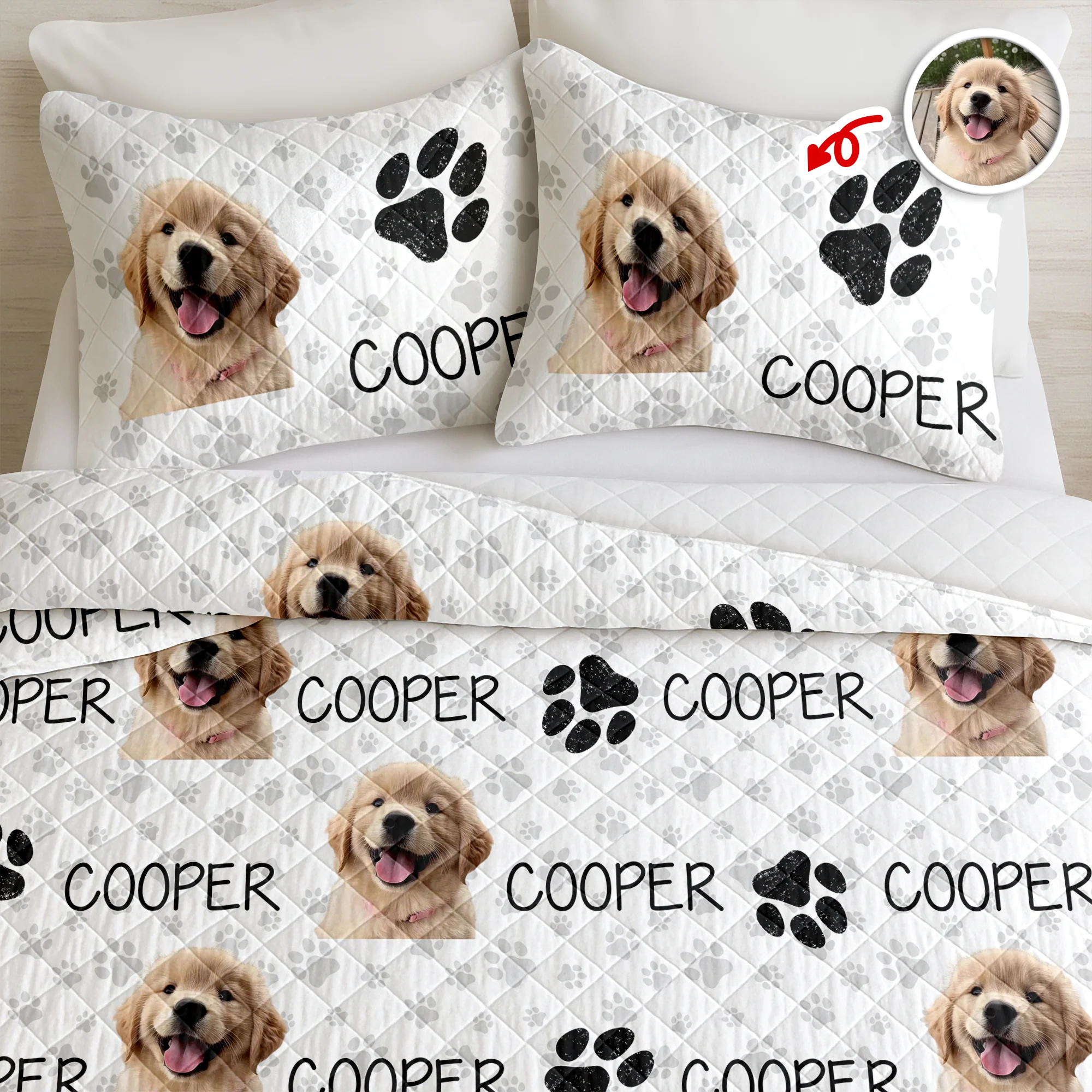 Custom Photo And Name On Quilt Bedding Set For Dog Lover TH10 896665 - Image 5