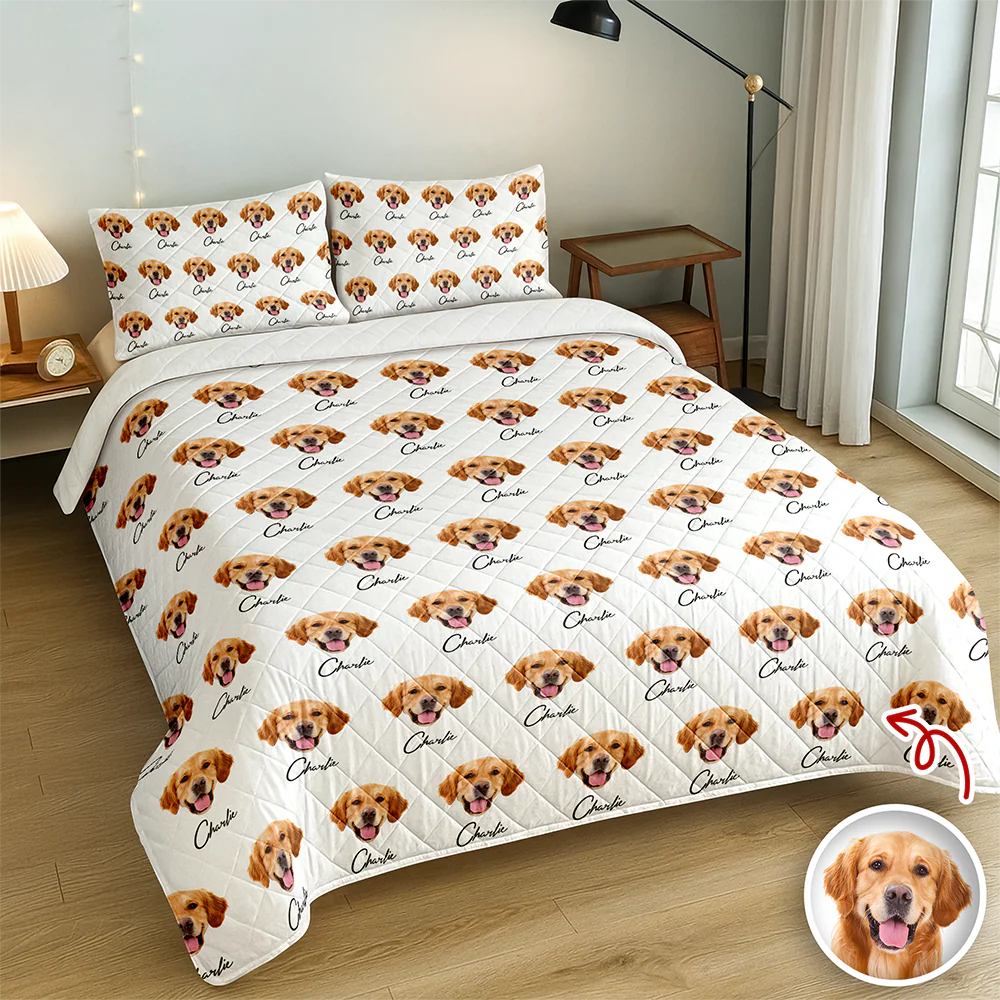 Custom Photo And Name Quilt Bedding Set For Dog Lover TH10 896677 - Image 2