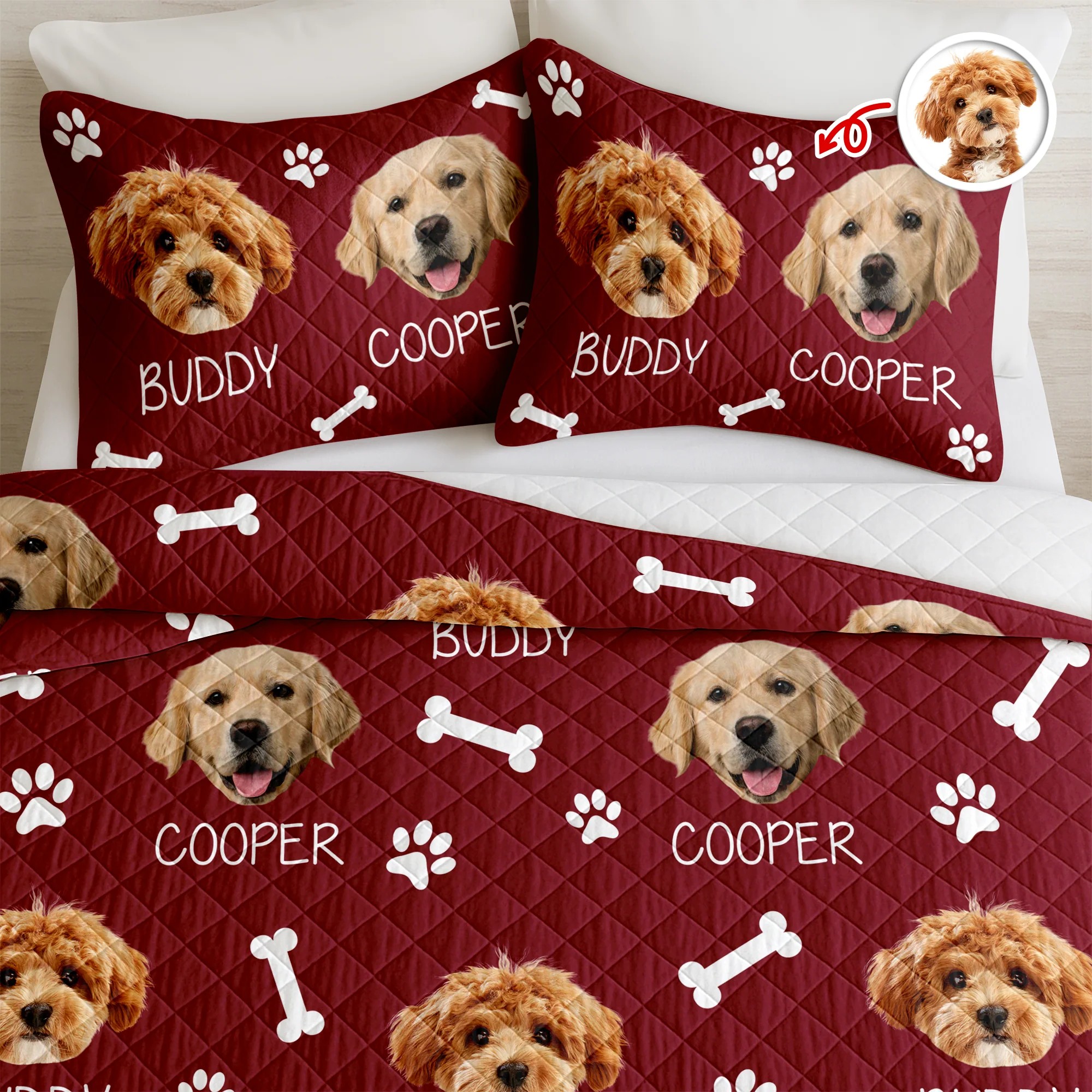 Custom Photo And Name With Icon Quilt Bedding Set For Dog Lover TH10 896663 - Image 4