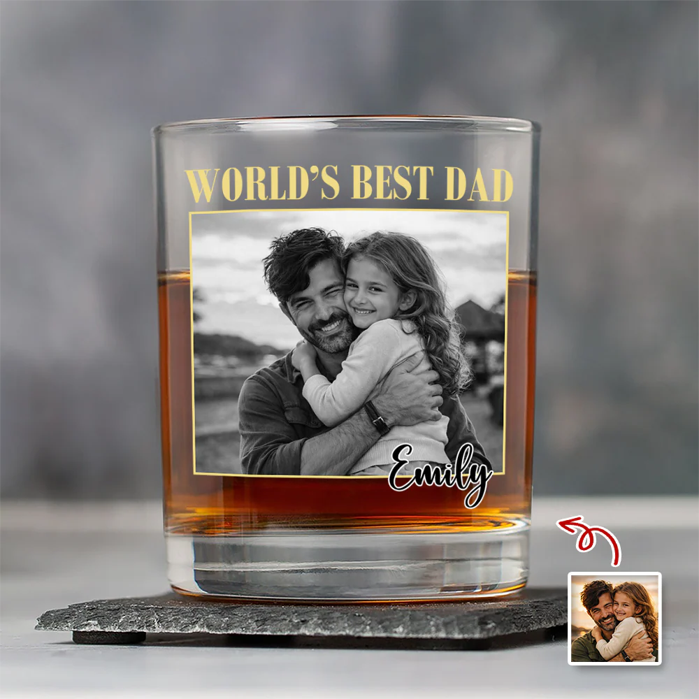 Custom Photo And Name World's Best Dad Whiskey Glass Father’s Day Gift TH10 169847 - Image 3