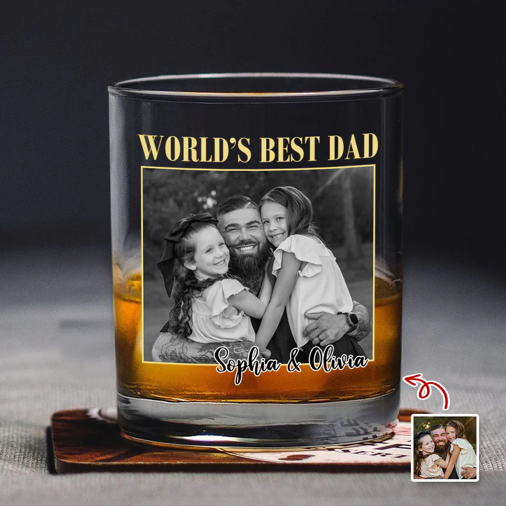 Custom Photo And Name World's Best Dad Whiskey Glass Father’s Day Gift TH10 169847 - Image 4