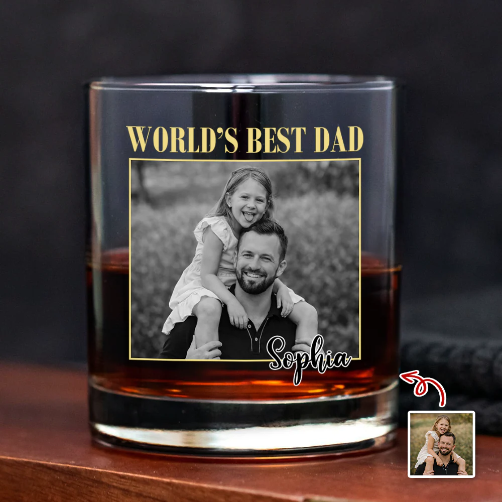 Custom Photo And Name World's Best Dad Whiskey Glass Father’s Day Gift TH10 169847 - Image 5