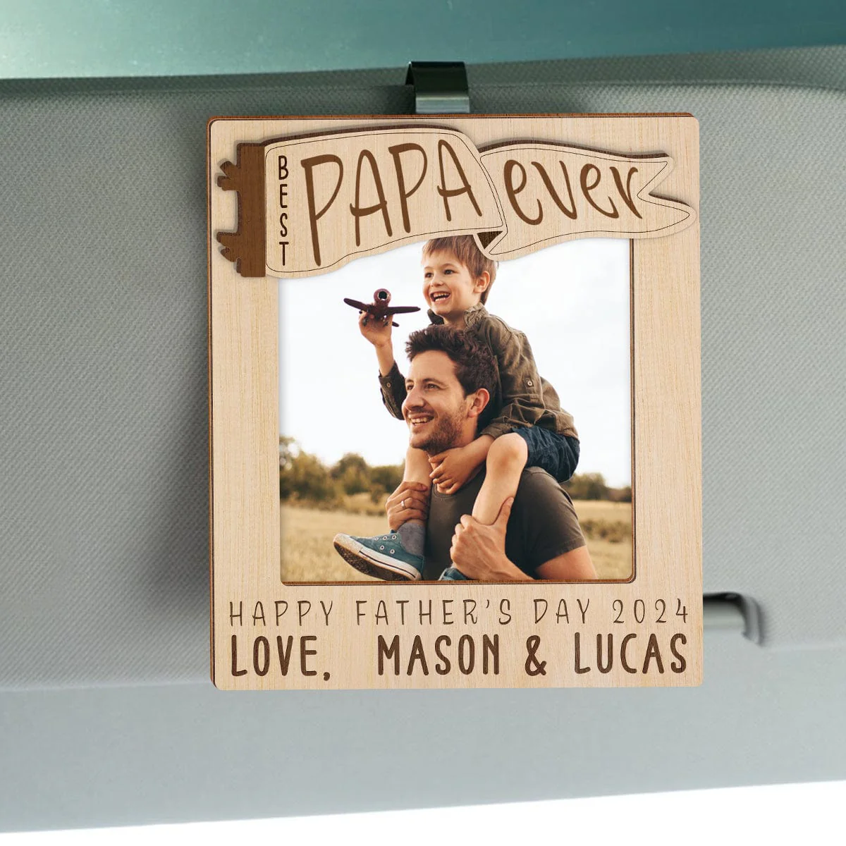 Custom Photo Best Papa Ever Father's Day Car Visor Clip TH10 891091