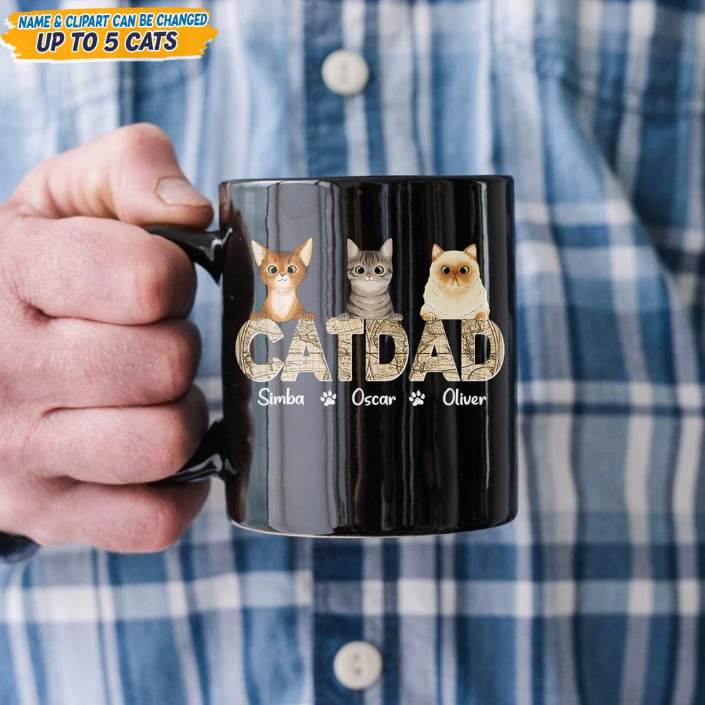 Custom Photo Cat Dad Vinatge Map Mug N304 889397 - Image 2