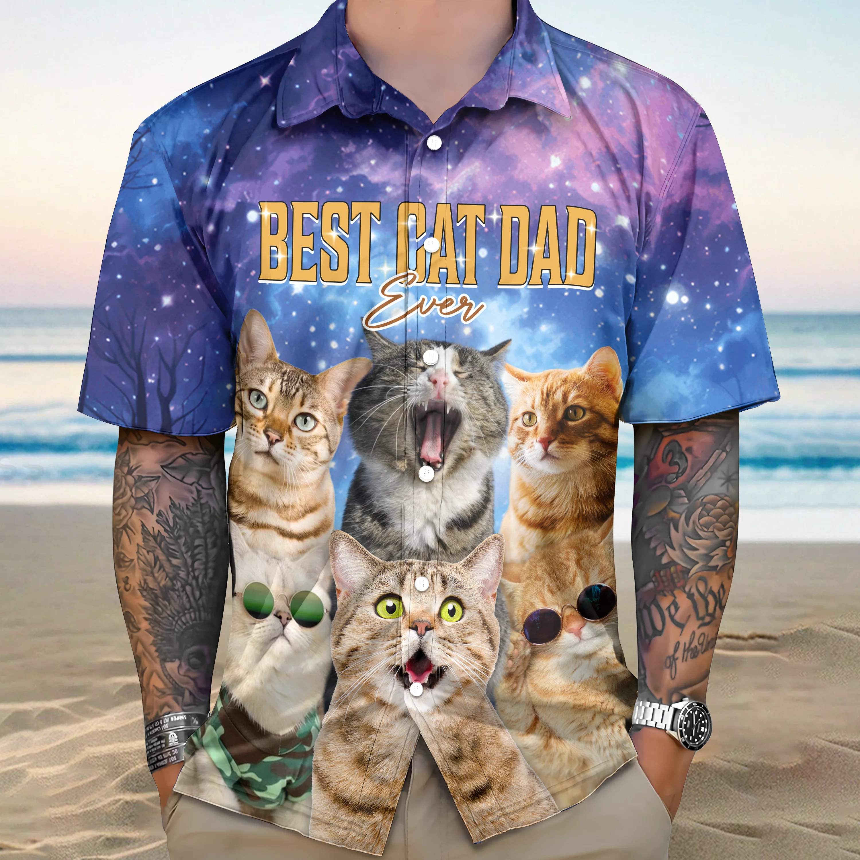 Custom Photo Cat Portrait Retro Style Hawaii Shirt TH10 892953 - Image 4