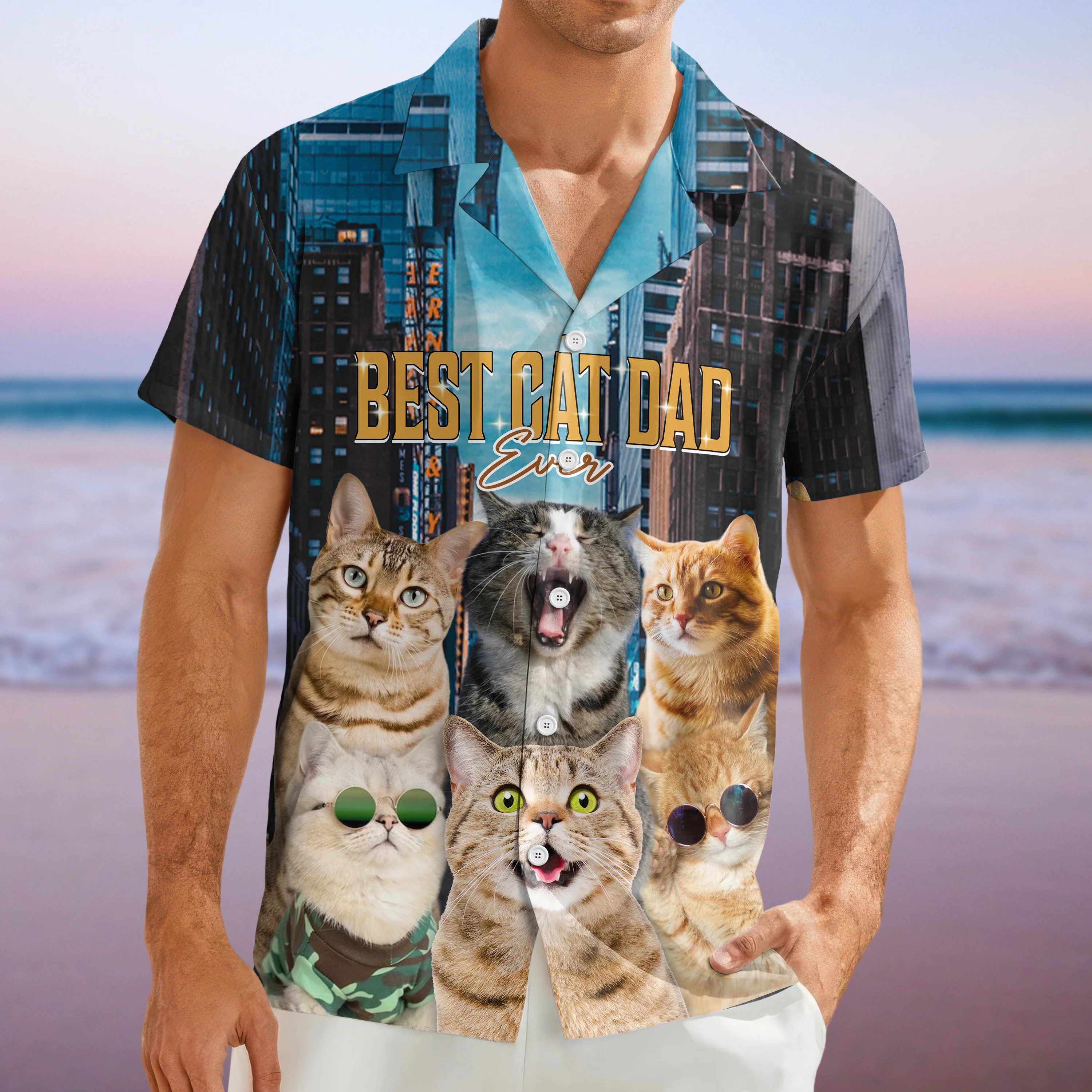 Custom Photo Cat Portrait Retro Style Hawaii Shirt TH10 892953 - Image 5