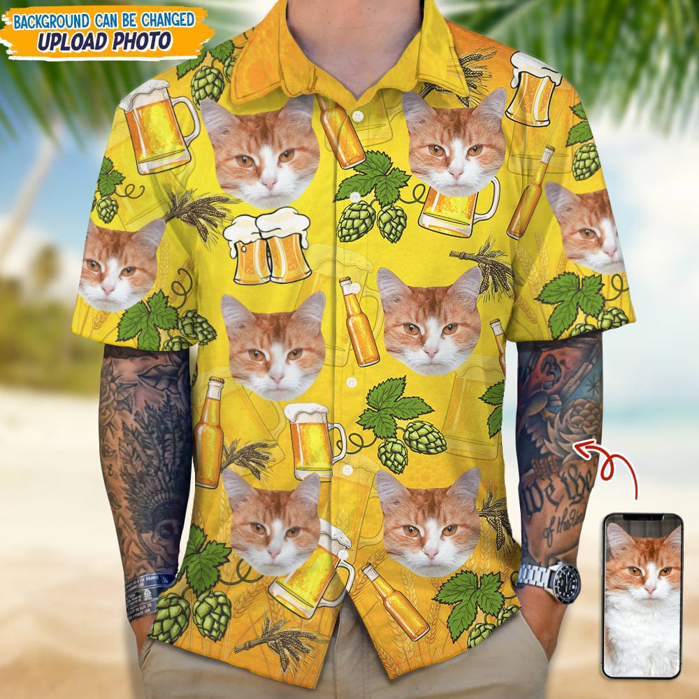 Custom Photo Cat With Beer Bottle Hawaii Shirt TA29 889359 - Image 3