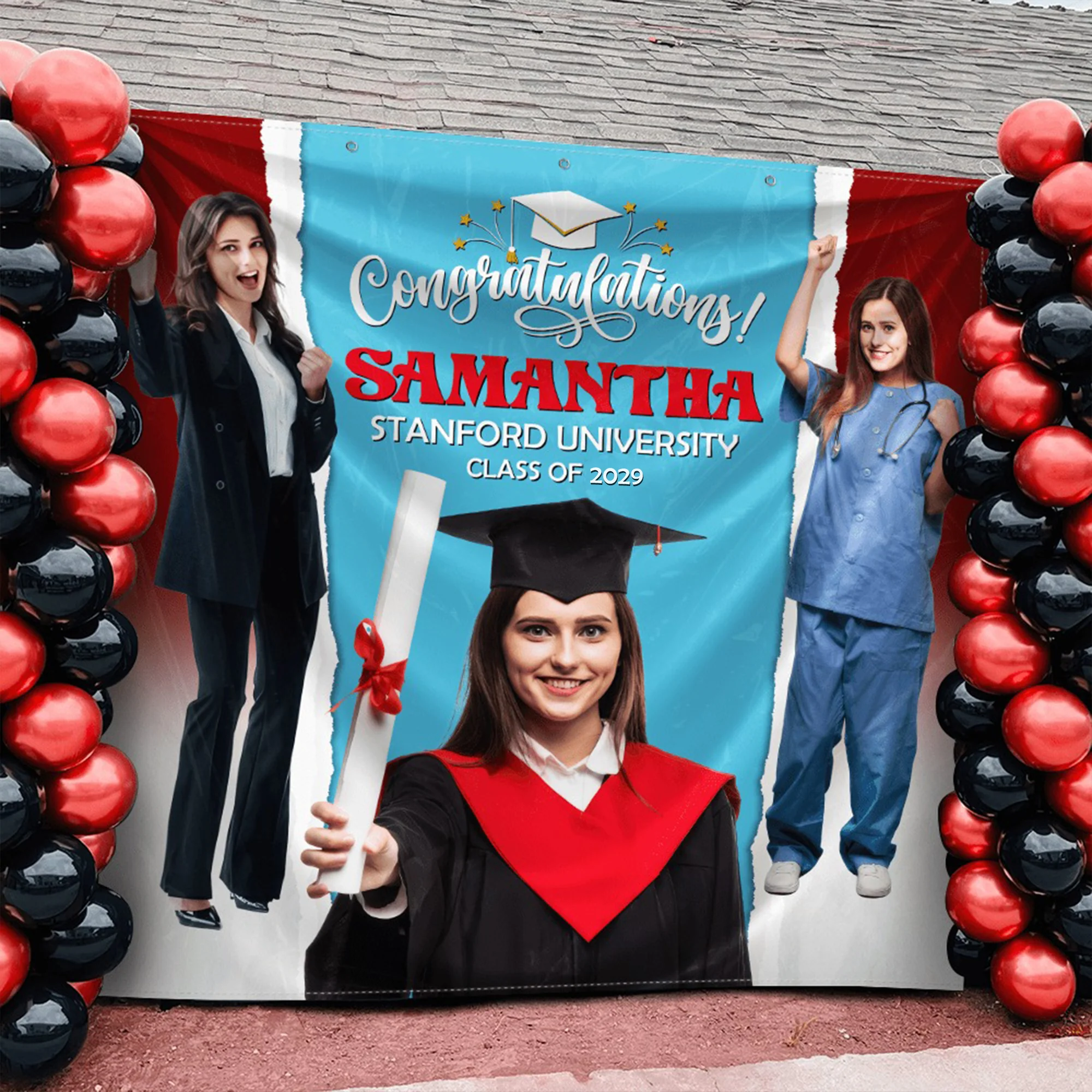 Custom Photo Congratulations Graduation Backdrop N369 890461 - Image 11