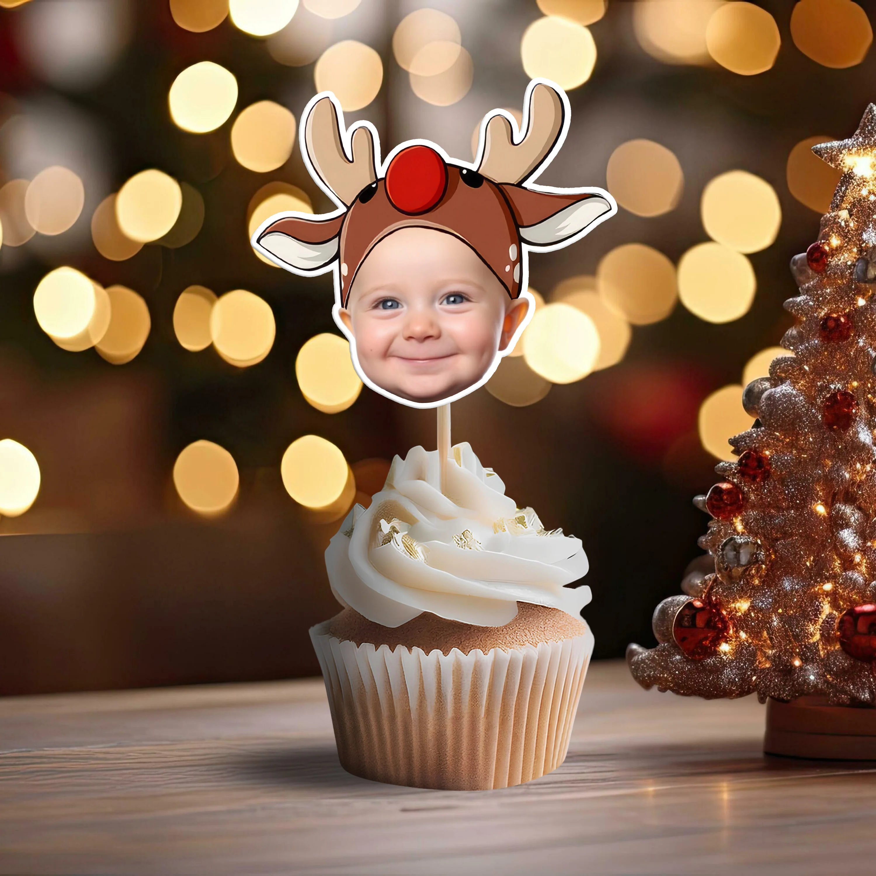 Custom Photo Cute Cupcake Topper Christmas Gift For Family TH10 894749 - Image 3