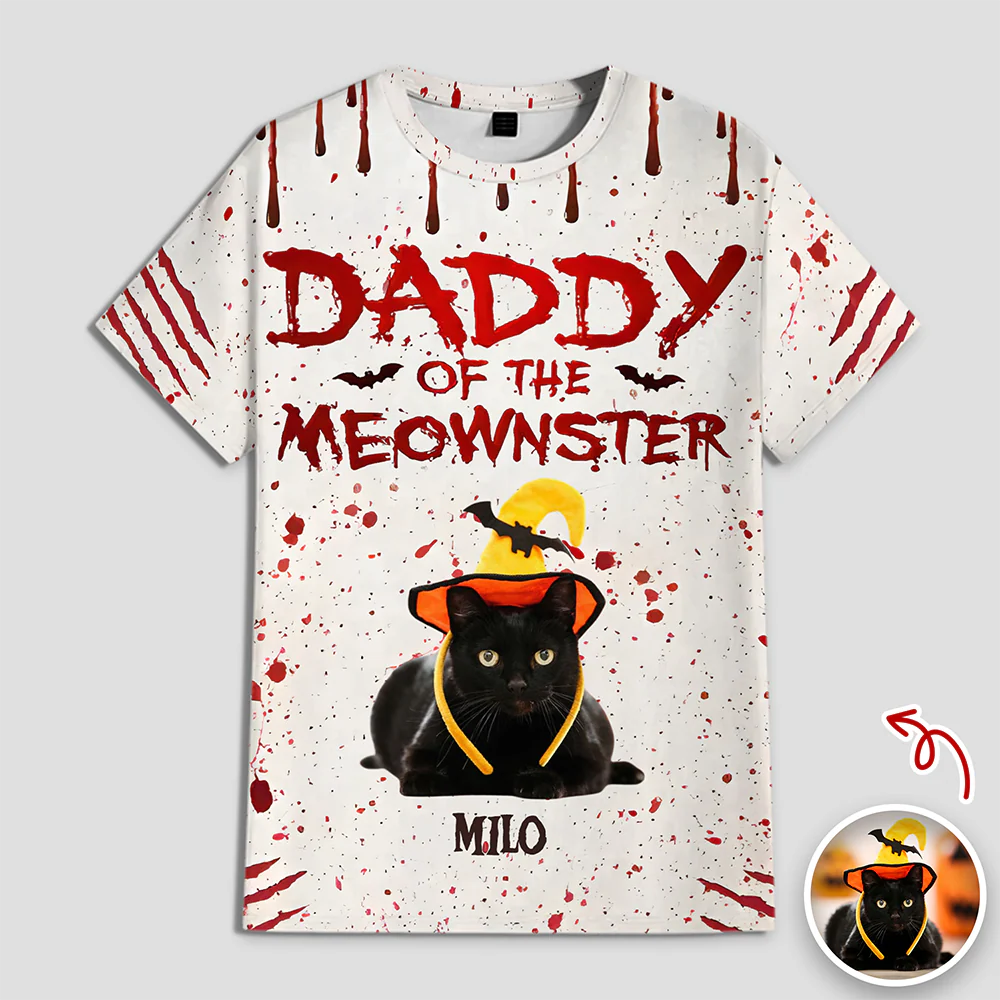 Custom Photo Daddy And Mommy Of The Meowster 3D Shirt For Halloween TH10 894971 - Image 3