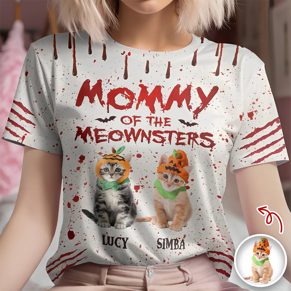 Custom Photo Daddy And Mommy Of The Meowster 3D Shirt For Halloween TH10 894971 - Image 6