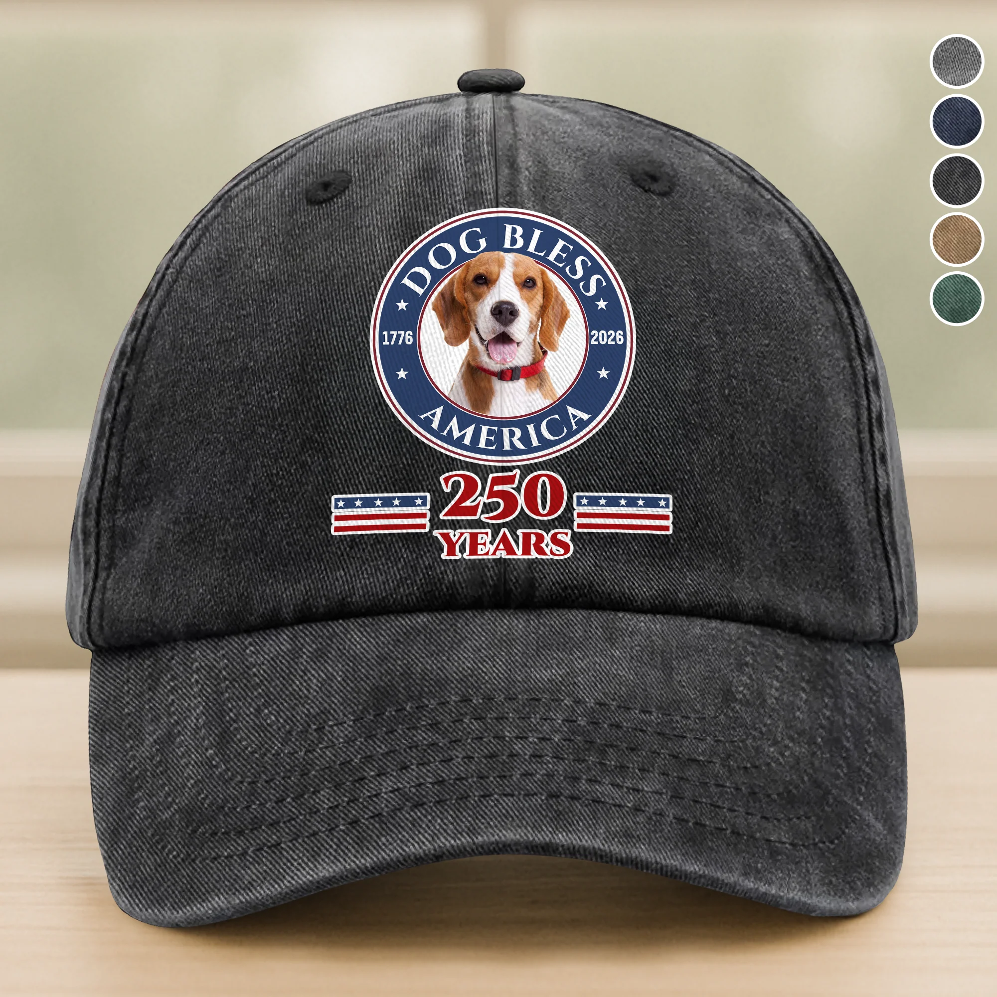 Custom Photo Dog Bless America Washed Denim Baseball Cap TH10 896913