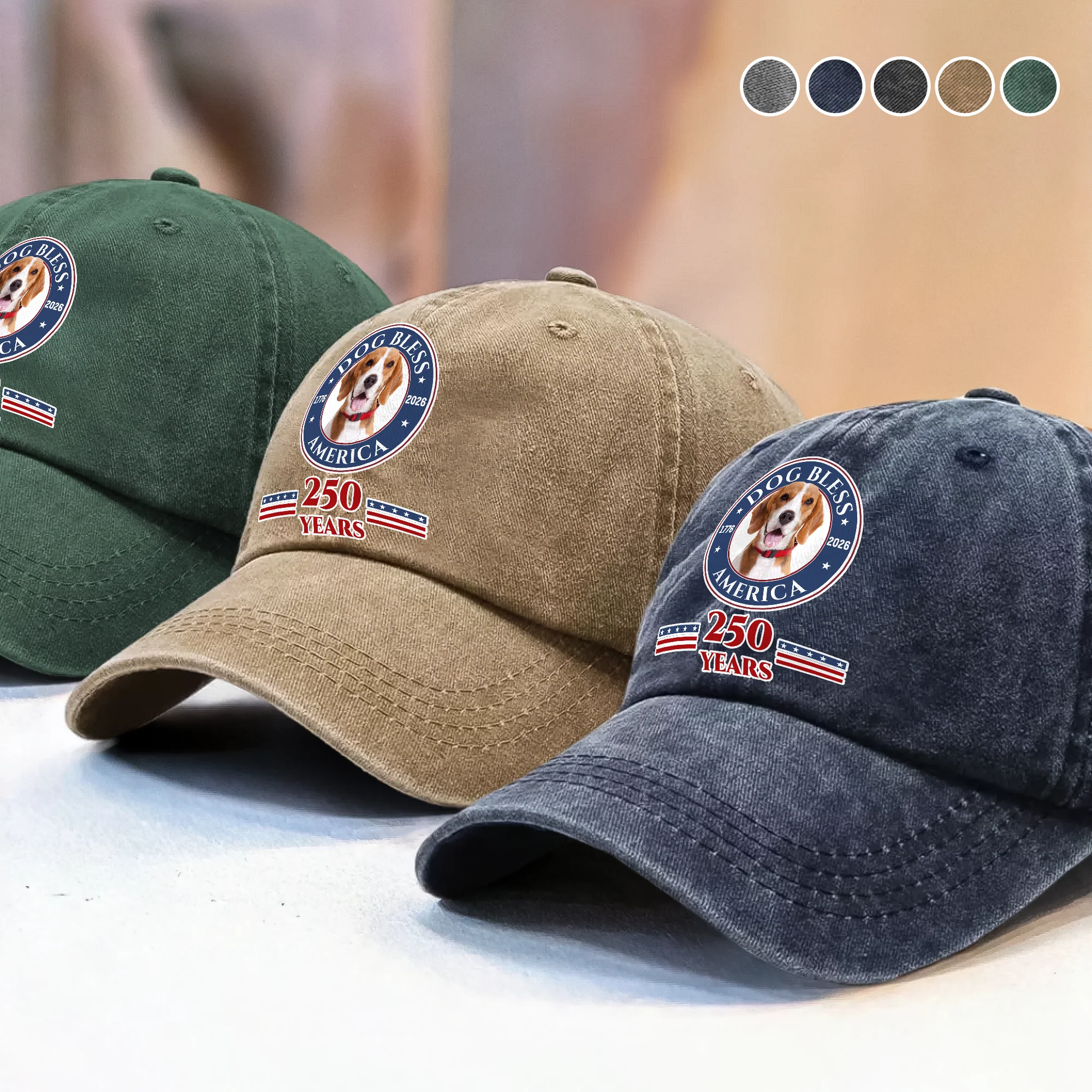Custom Photo Dog Bless America Washed Denim Baseball Cap TH10 896913 - Image 3